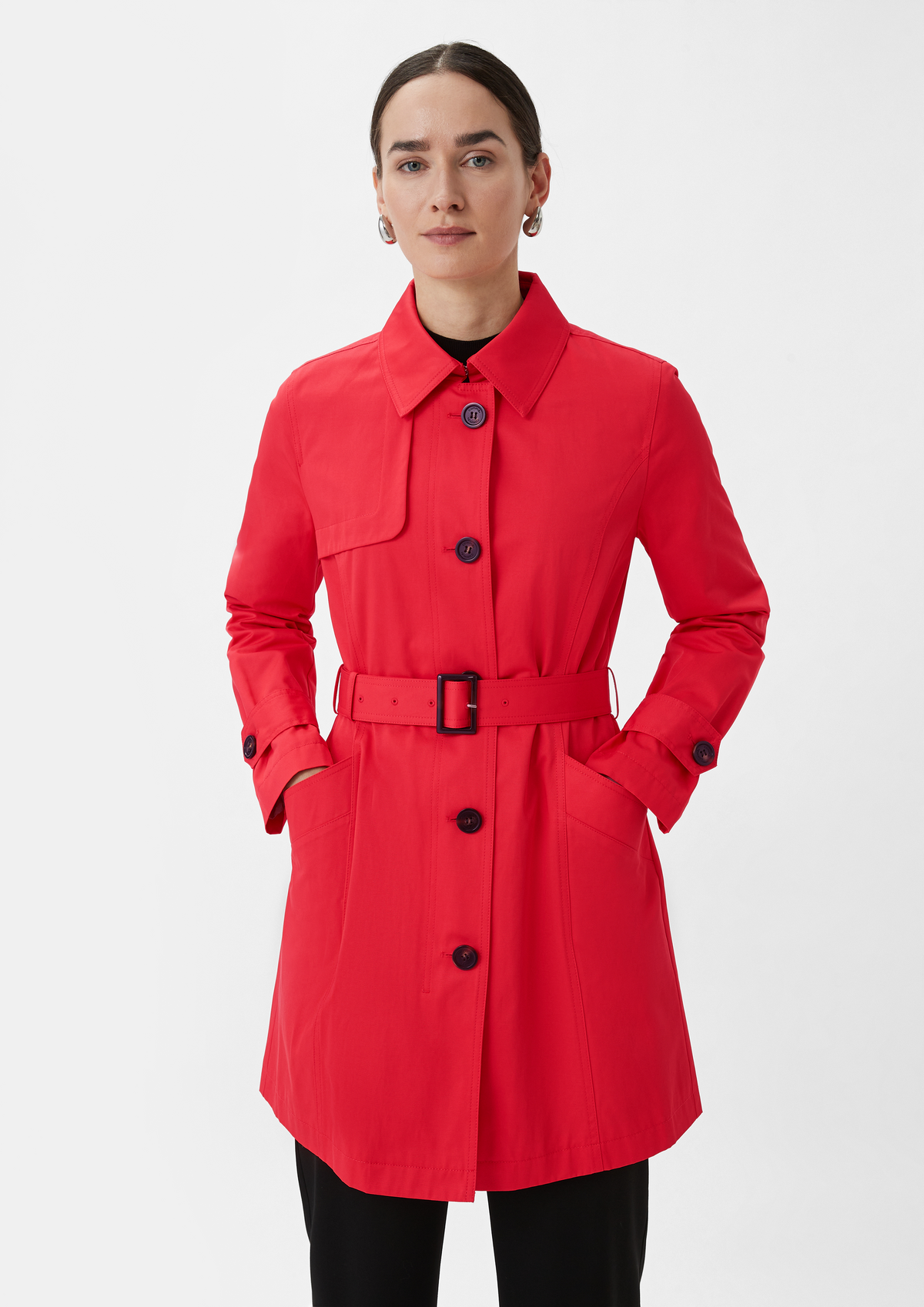 Fitted trench coat with a tie-around belt - grenadine | Comma