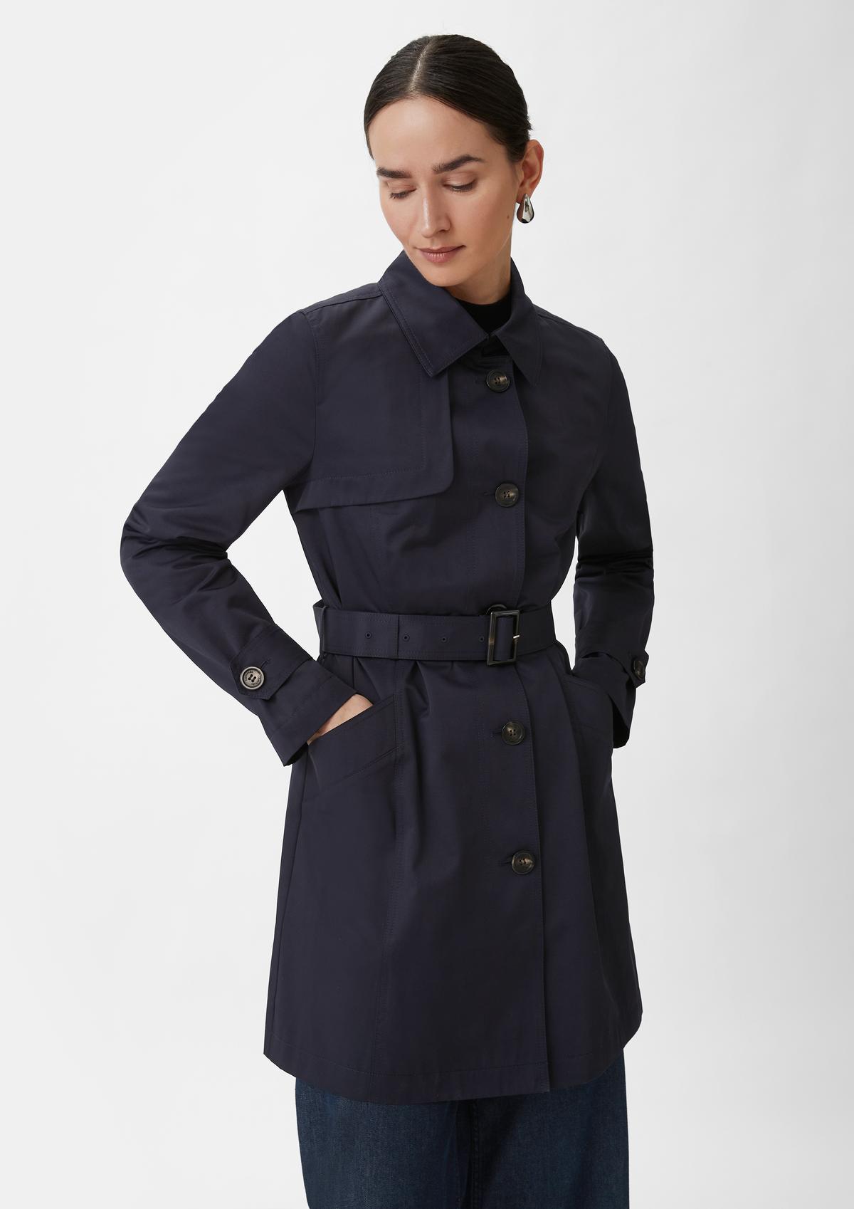comma Fitted trench coat with a tie-around belt