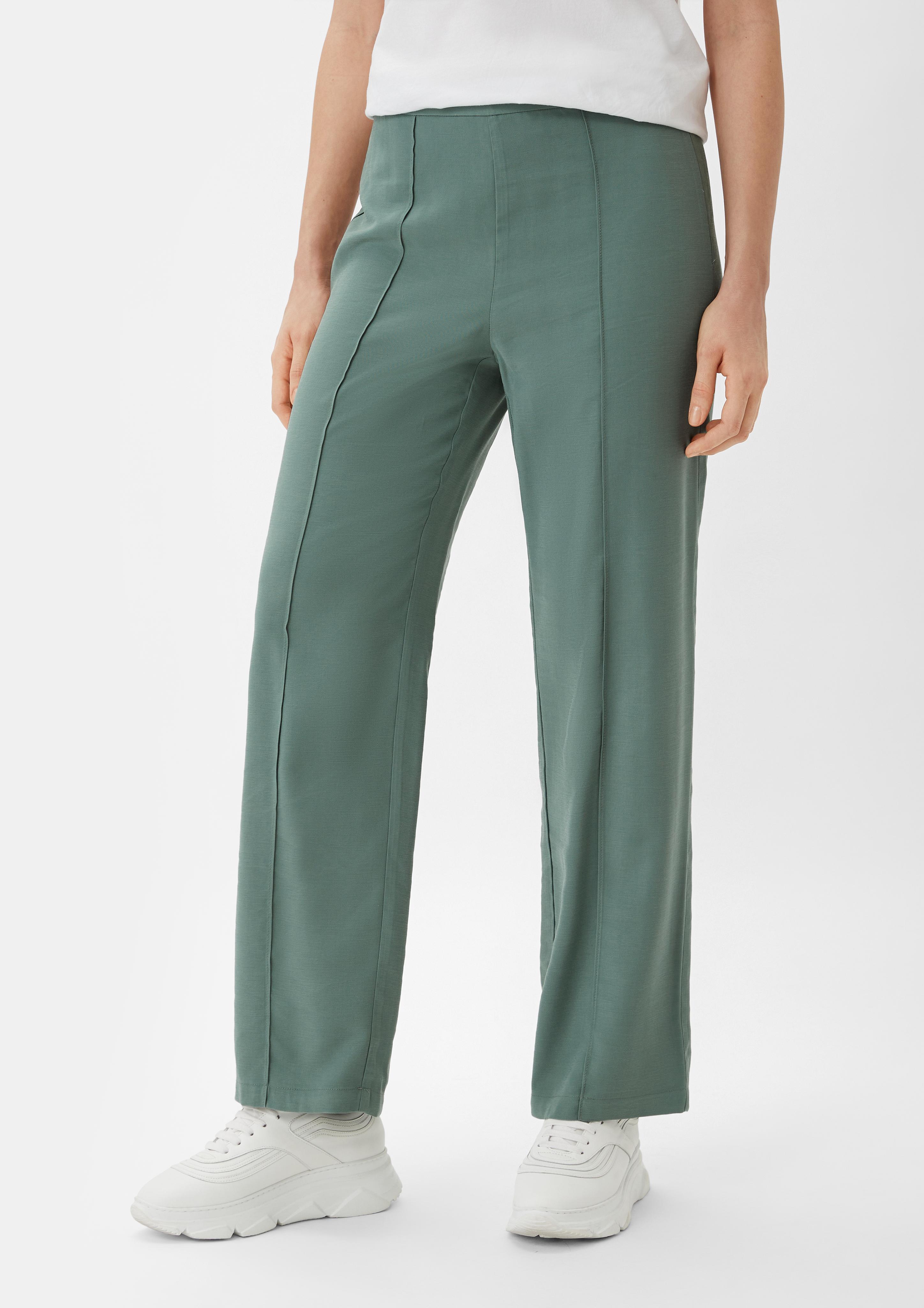 Regular fit: twill trousers with a zip - dark sage green | Comma Regular fit: twill trousers with a zip - dark sage green | Comma