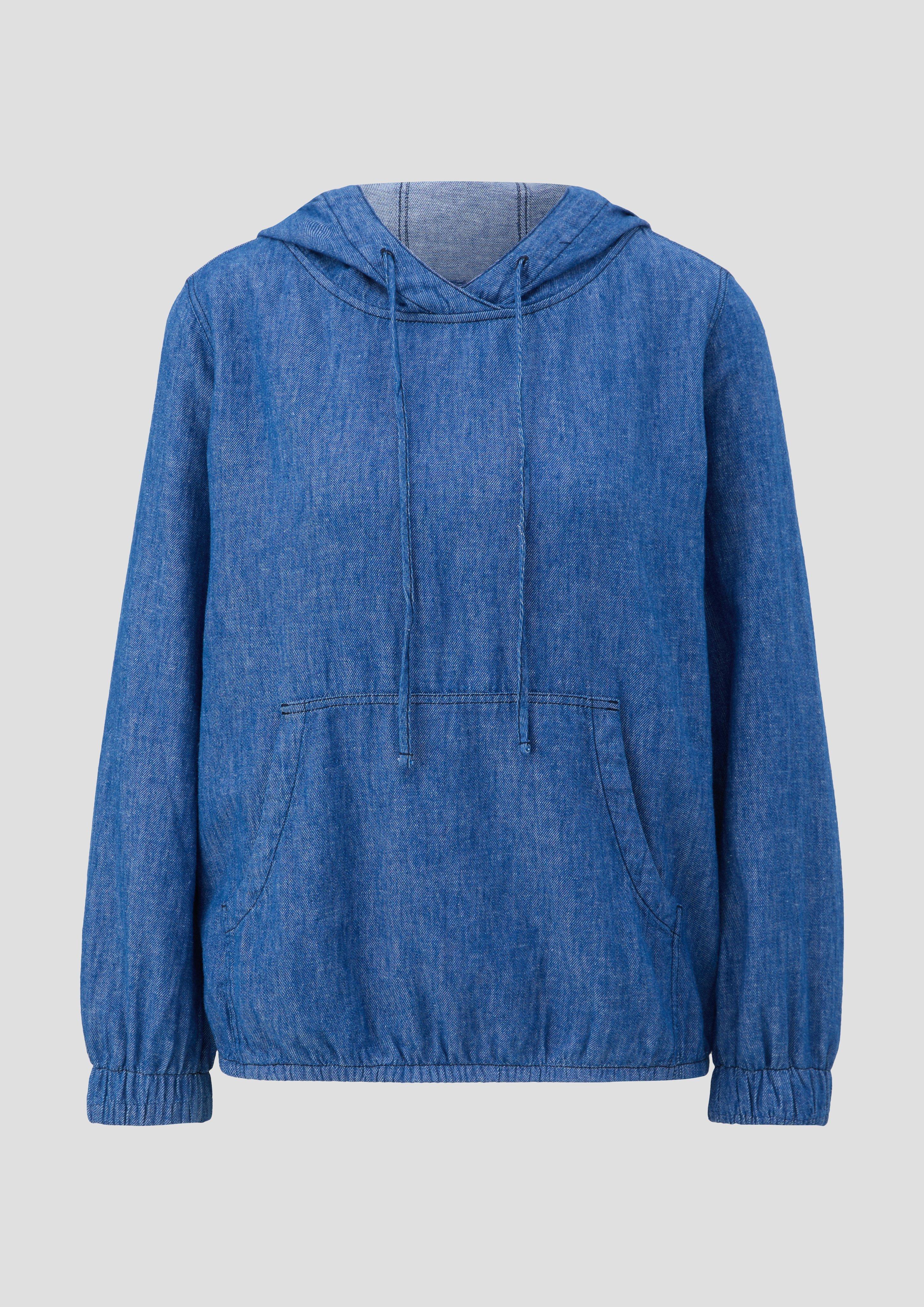 s.Oliver - Blusen-Hoodie in Denim-Optik, Damen, blau