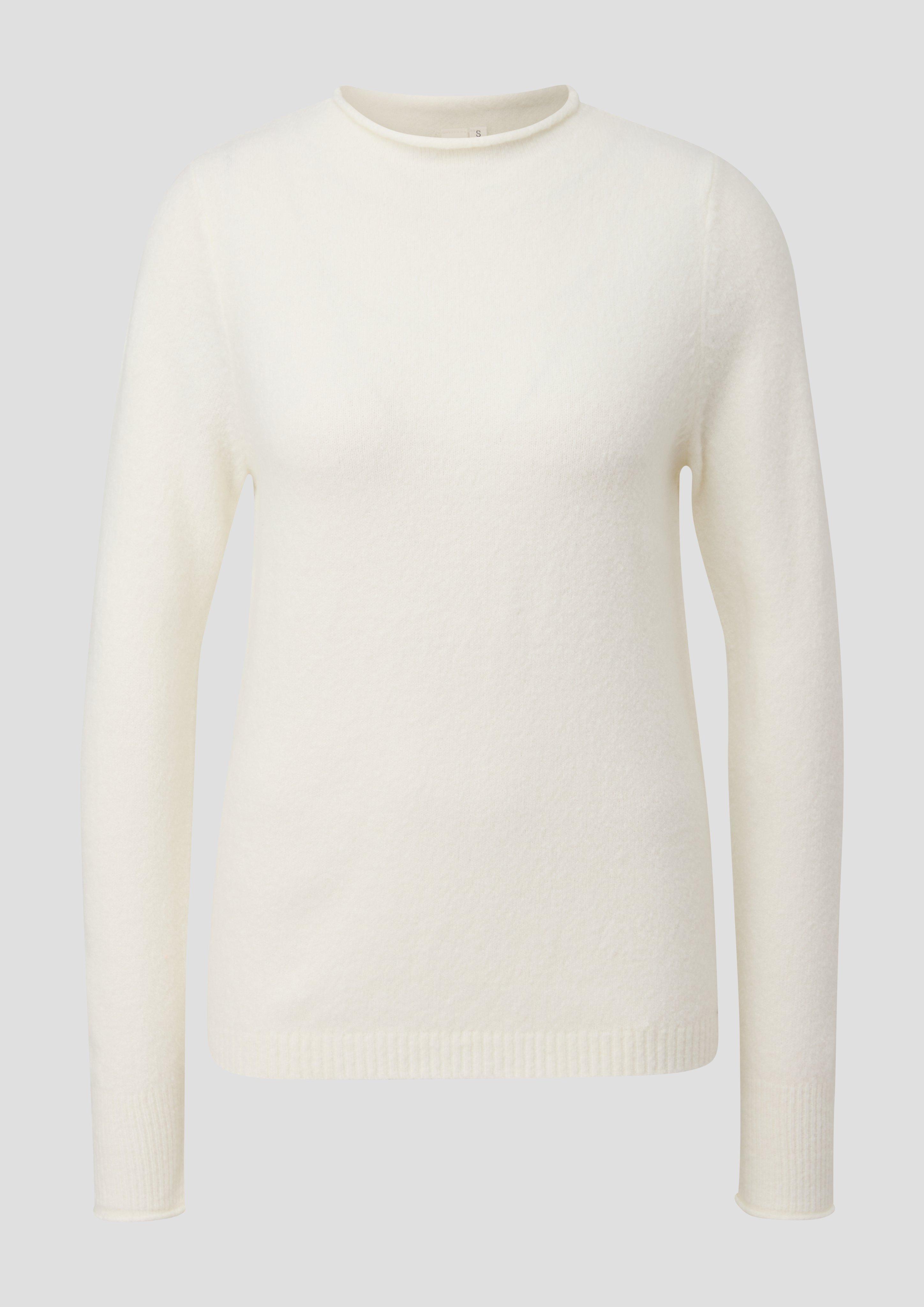 QS - Strickpullover mit Rollsaumblende, Damen, Beige