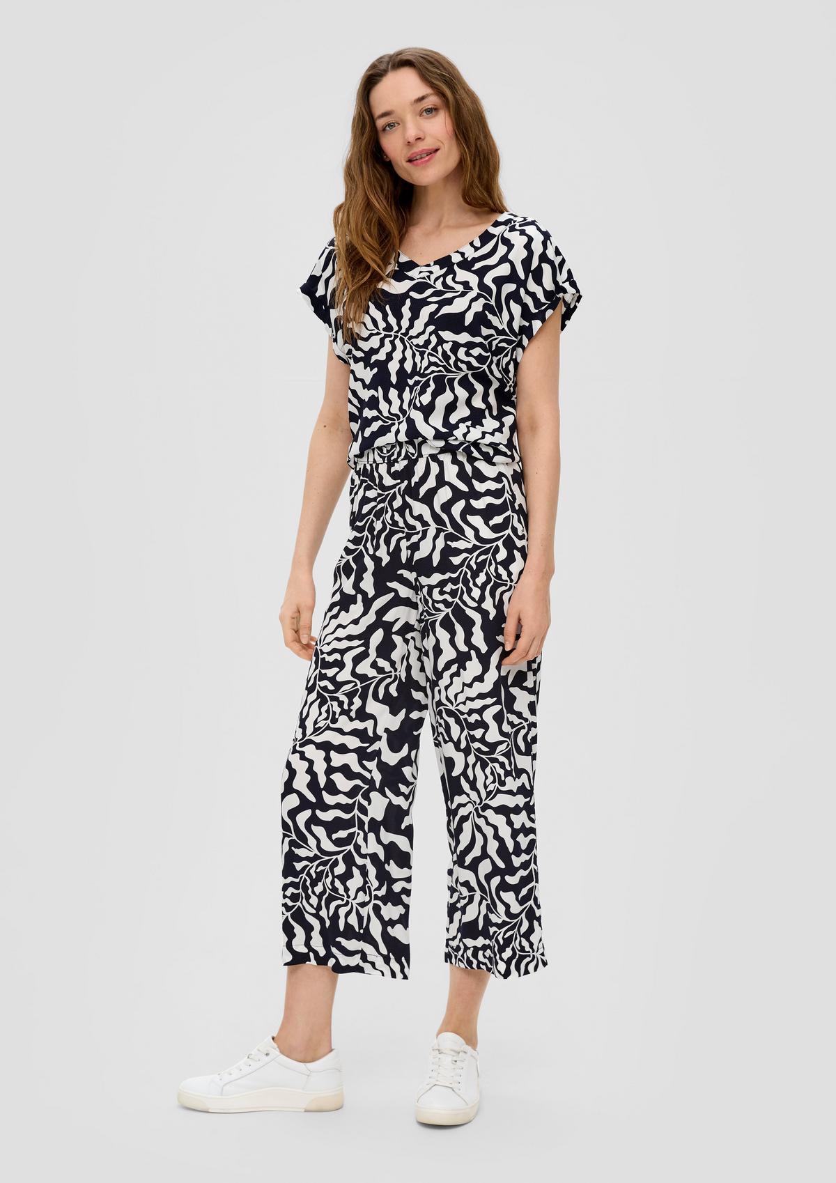 s.Oliver Patterned wide-leg trousers in pure viscose