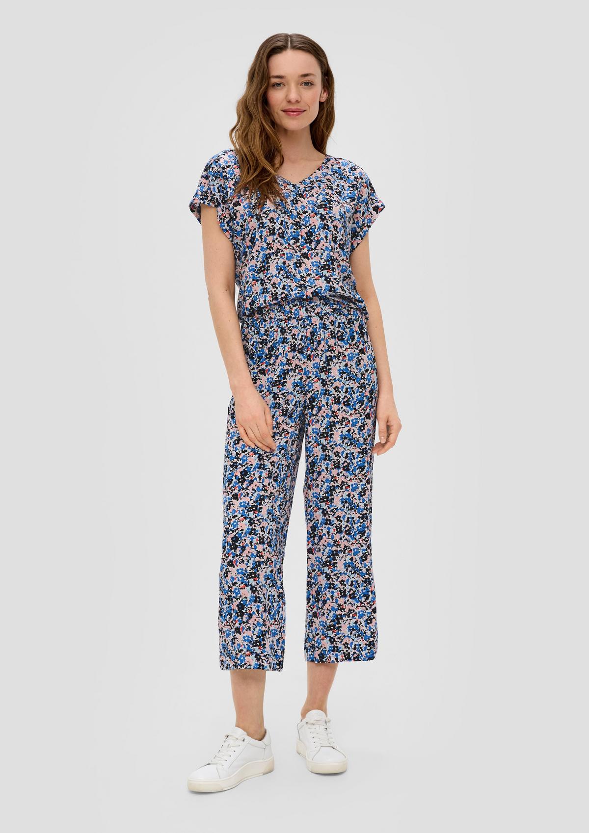 s.Oliver Patterned wide-leg trousers in pure viscose