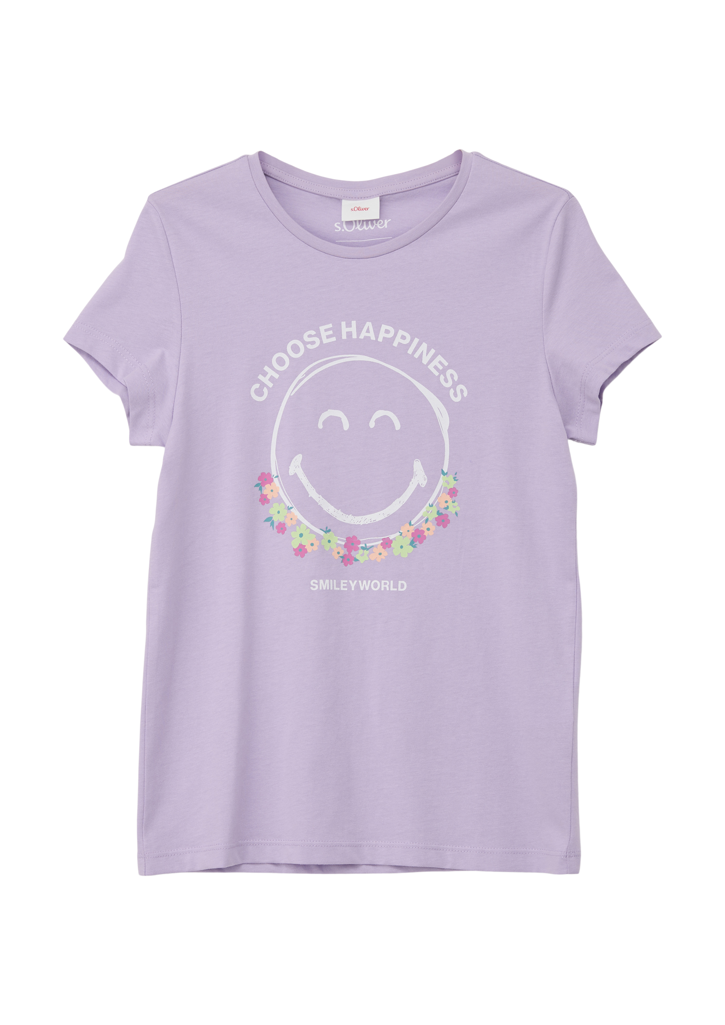 s.Oliver - Baumwolljerseyshirt mit Smiley®-Frontprint, Mädchen, lila