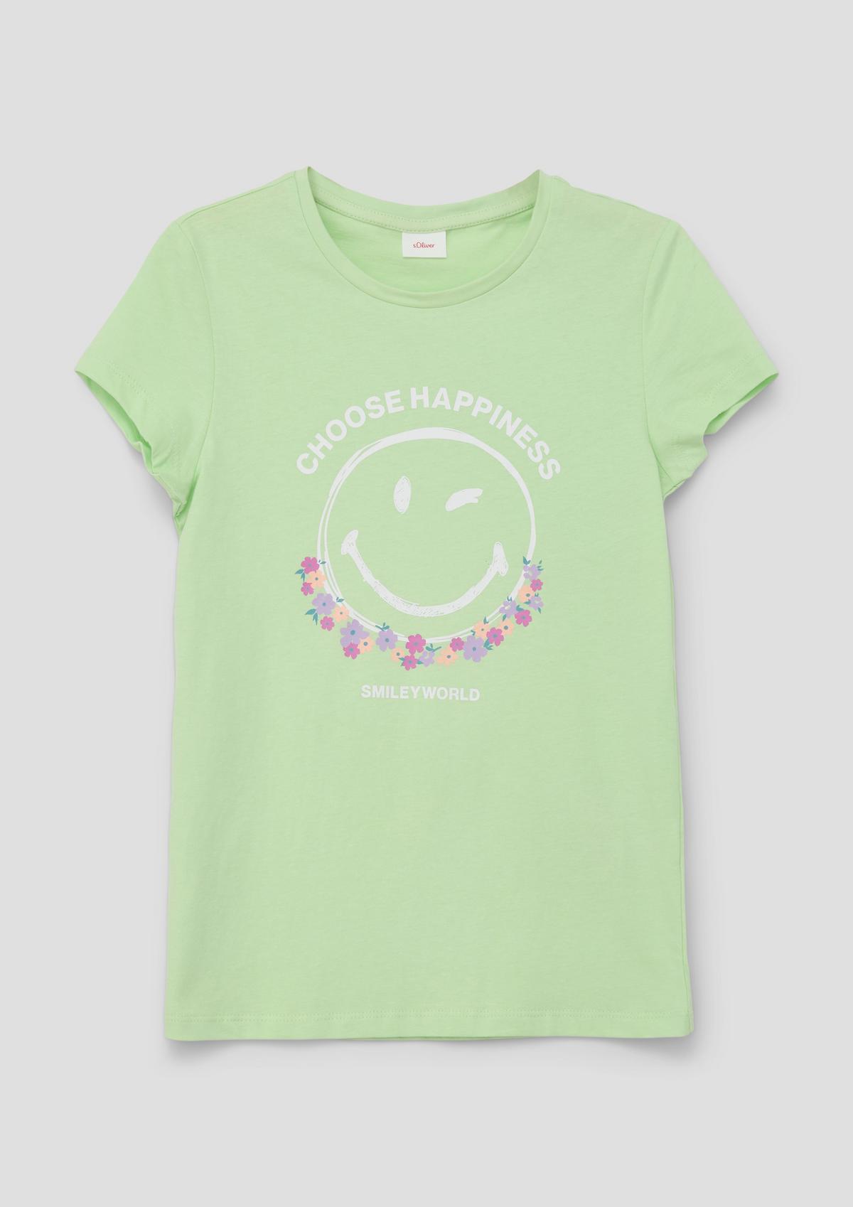 s.Oliver Shirt van katoenen jersey met Smiley®-print op de voorkant