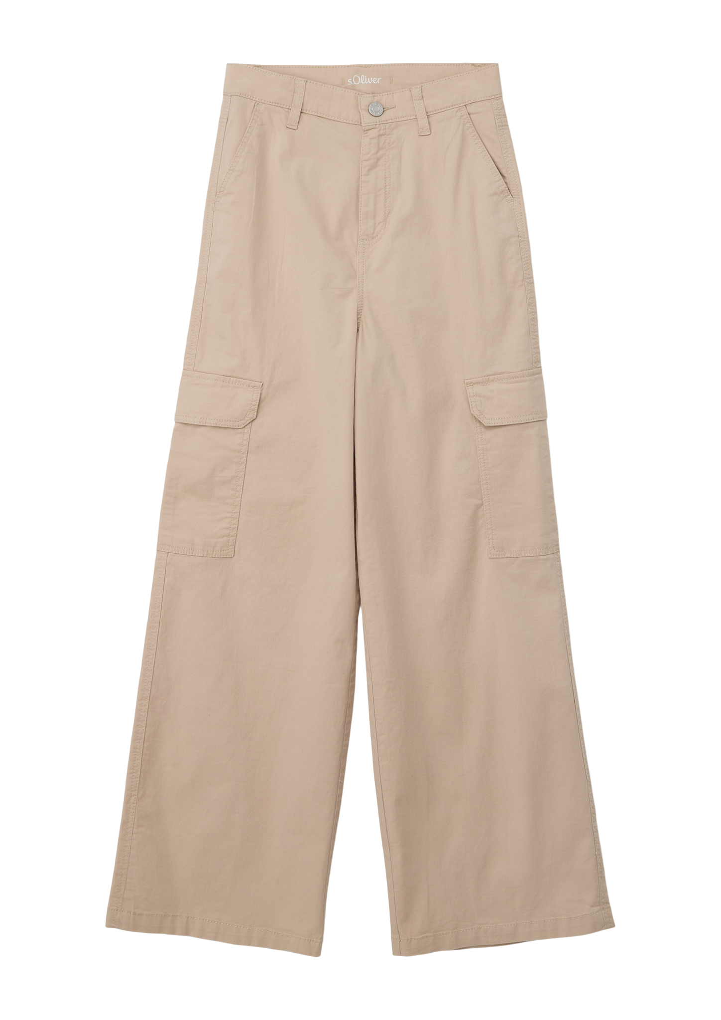 s.Oliver - Loose: Wide-Leg-Pants im Cargo-Stil, Mädchen, Beige