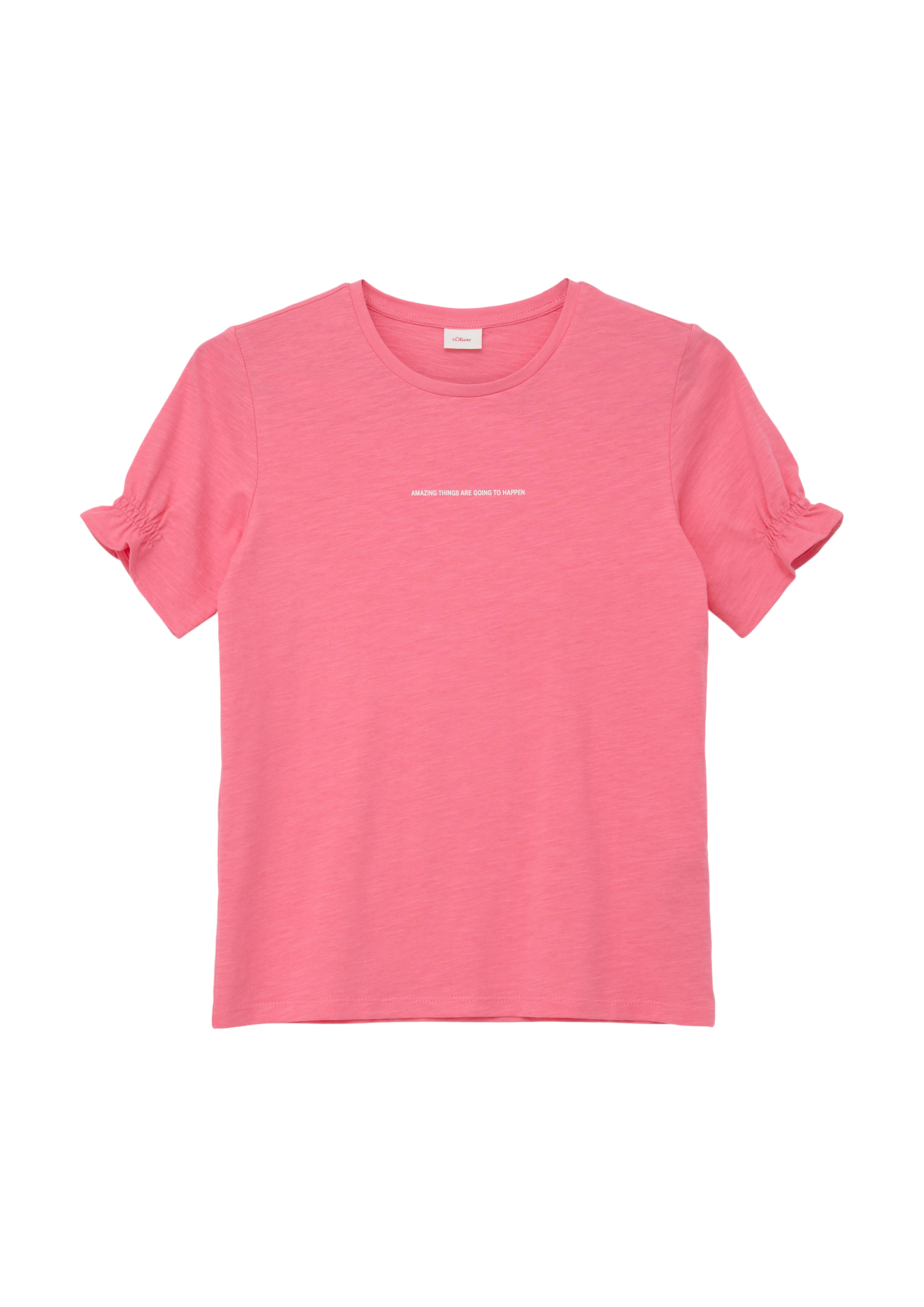 s.Oliver - T-Shirt mit Schriftprint, Mädchen, Rosa