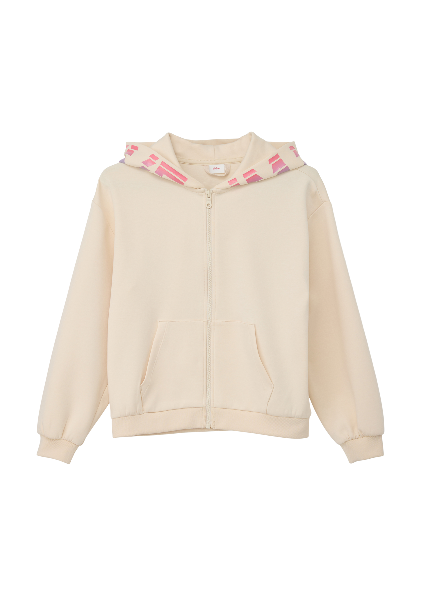 s.Oliver - Sweatshirt-Jacke aus Scuba, Mädchen, Beige