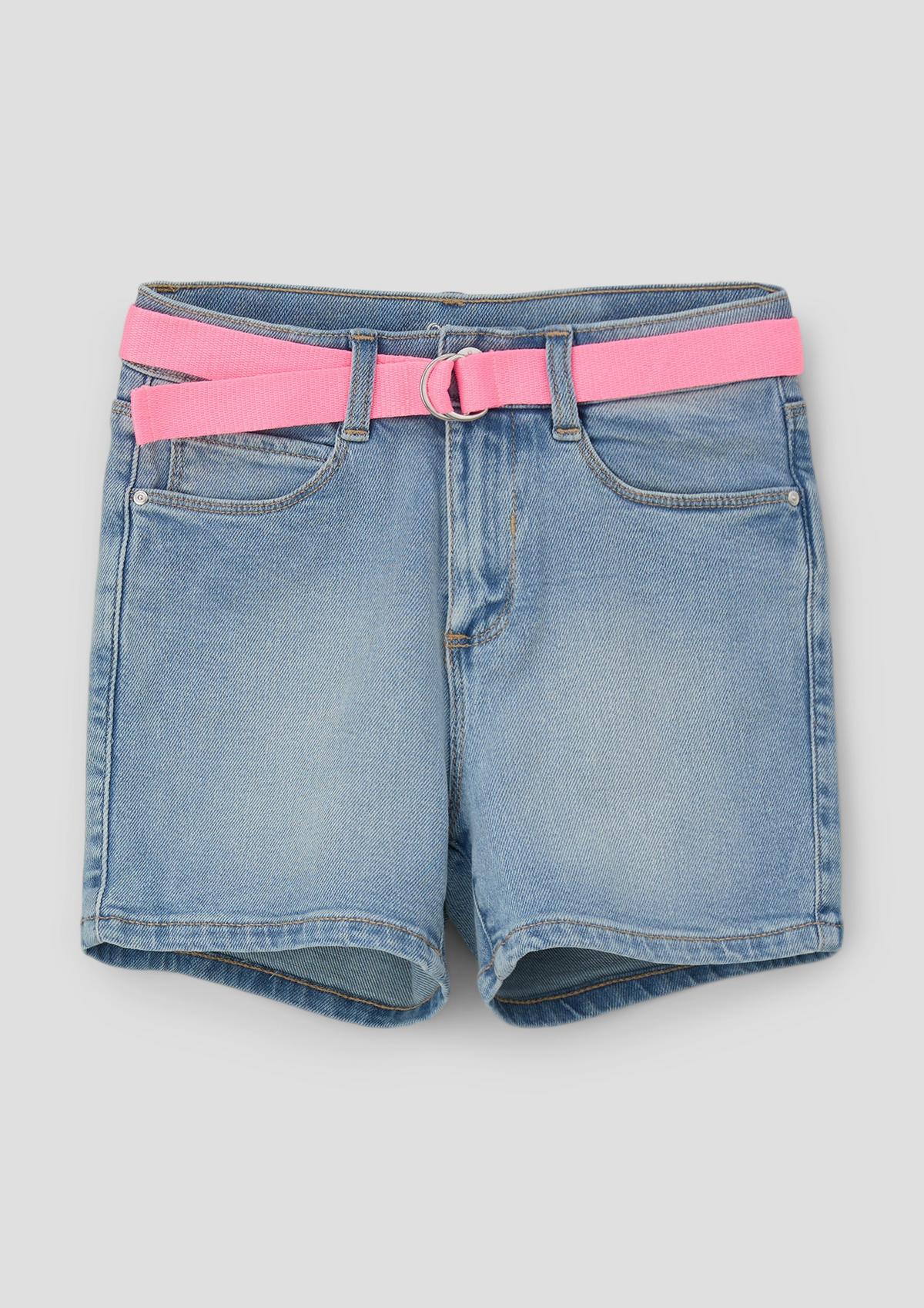 s.Oliver Short en jean / Regular Fit / taille mi-haute / Straight Leg / ceinture textile