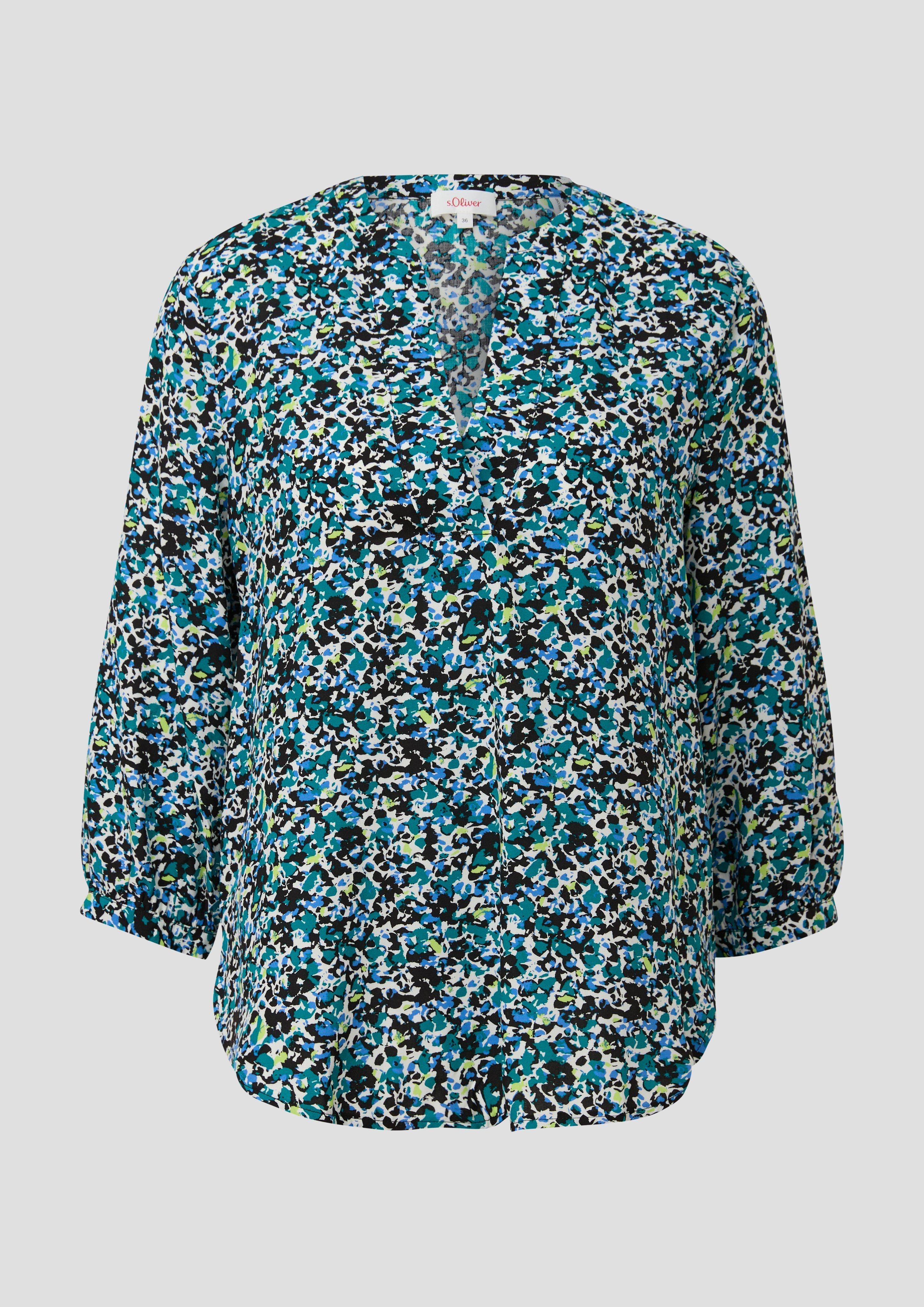 s.Oliver - Tunikabluse mit All-over-Print, Damen, blau|mehrfarbig|schwarz