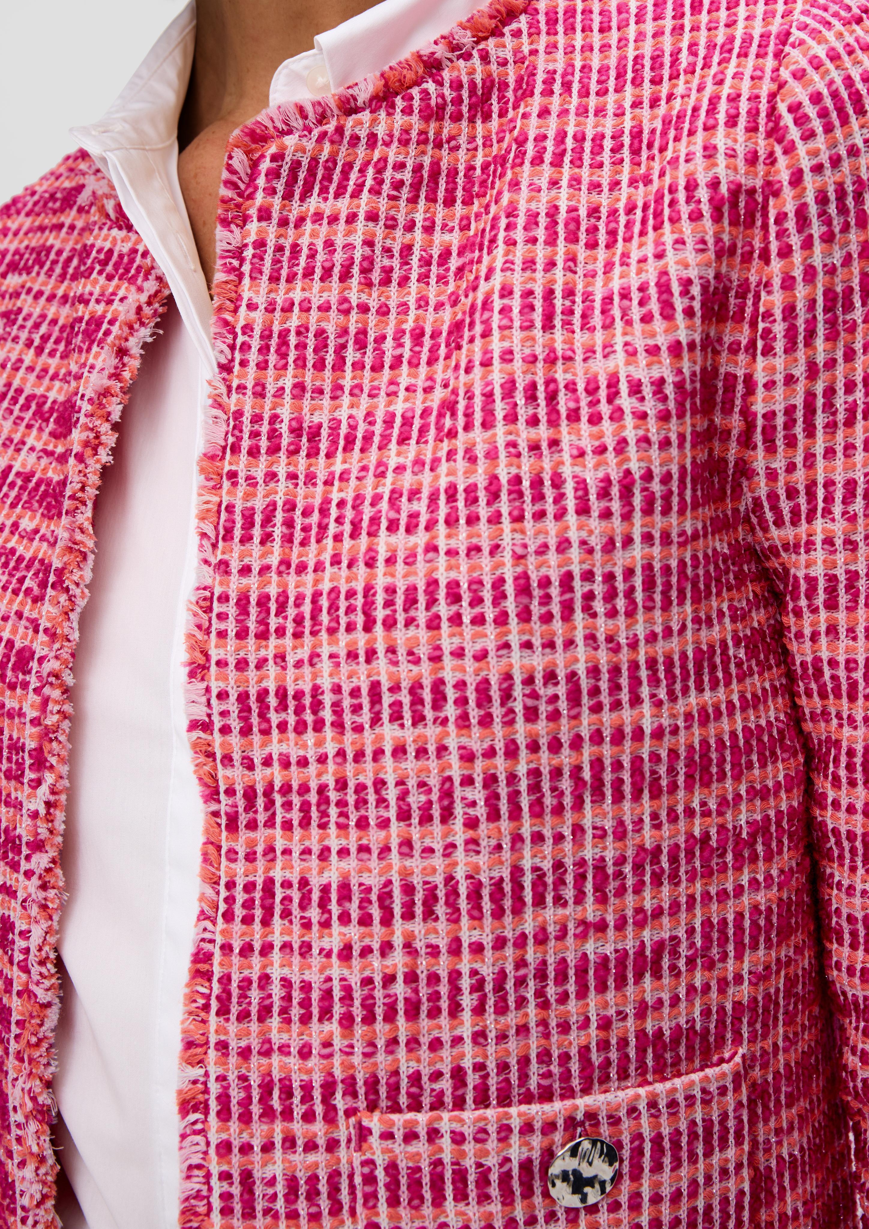 Cropped tweed jacket with fringing on the hem - pink | s.Oliver Cropped tweed jacket with fringing on the hem - pink | s.Oliver