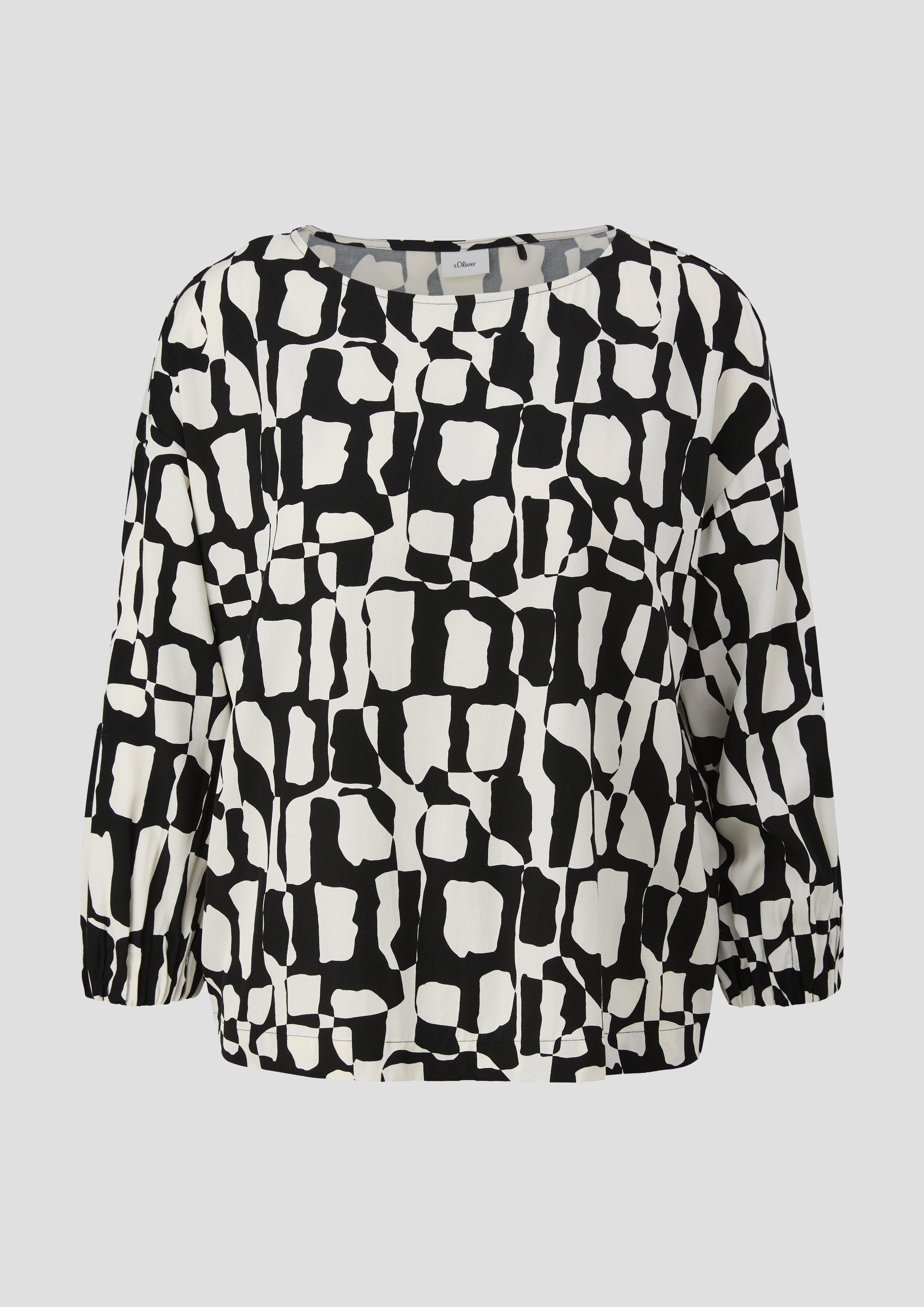 s.Oliver - Locker geschnittene Bluse mit 3/4-Arm, Damen, schwarz|weiß