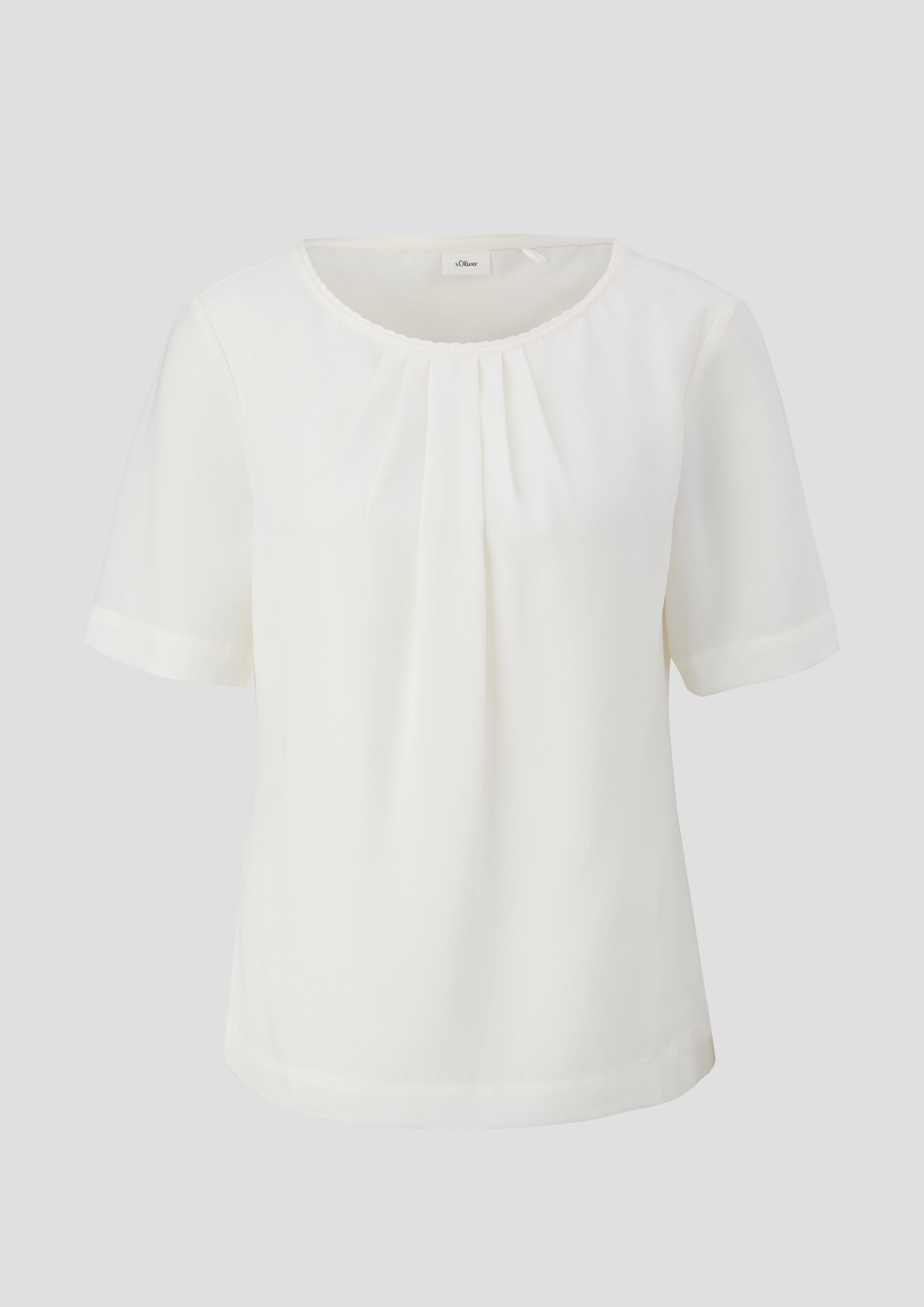 s.Oliver - Kurzarmbluse mit Rundhalsausschnitt, Damen, creme