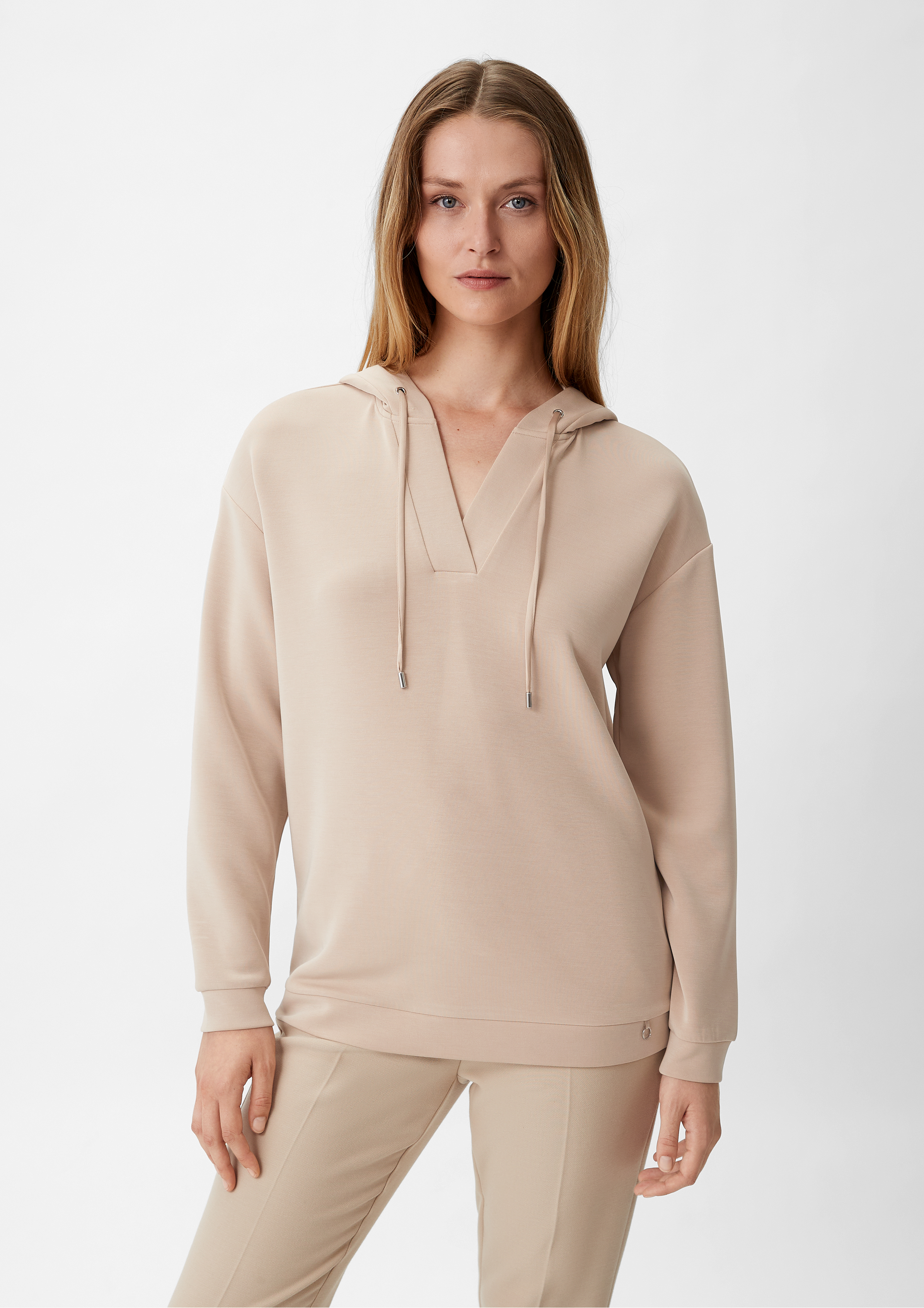 Sweatshirt with a deep Vneckline light beige Comma