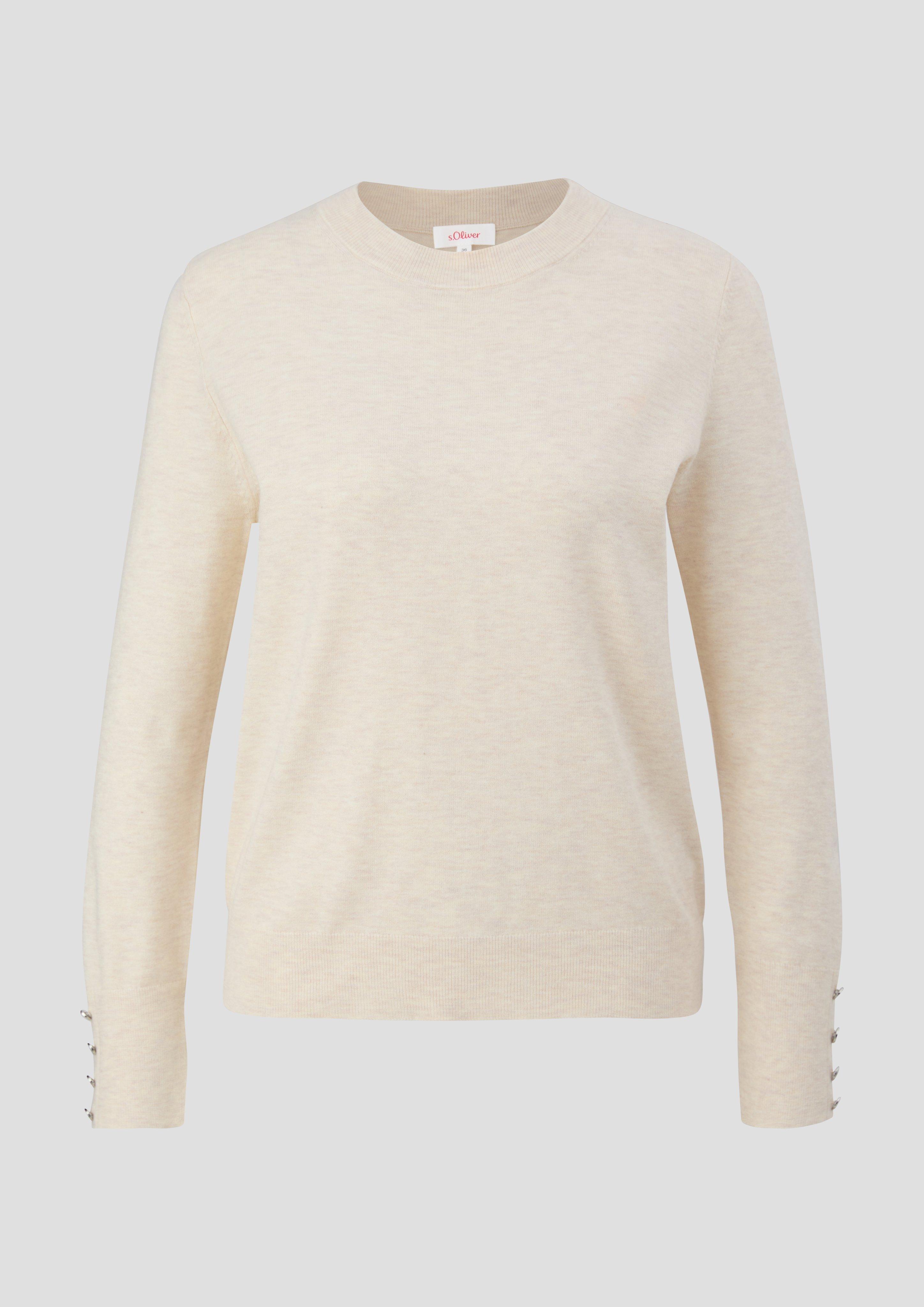 s.Oliver - Feinstrickpullover mit Zierknöpfen, Damen, Beige