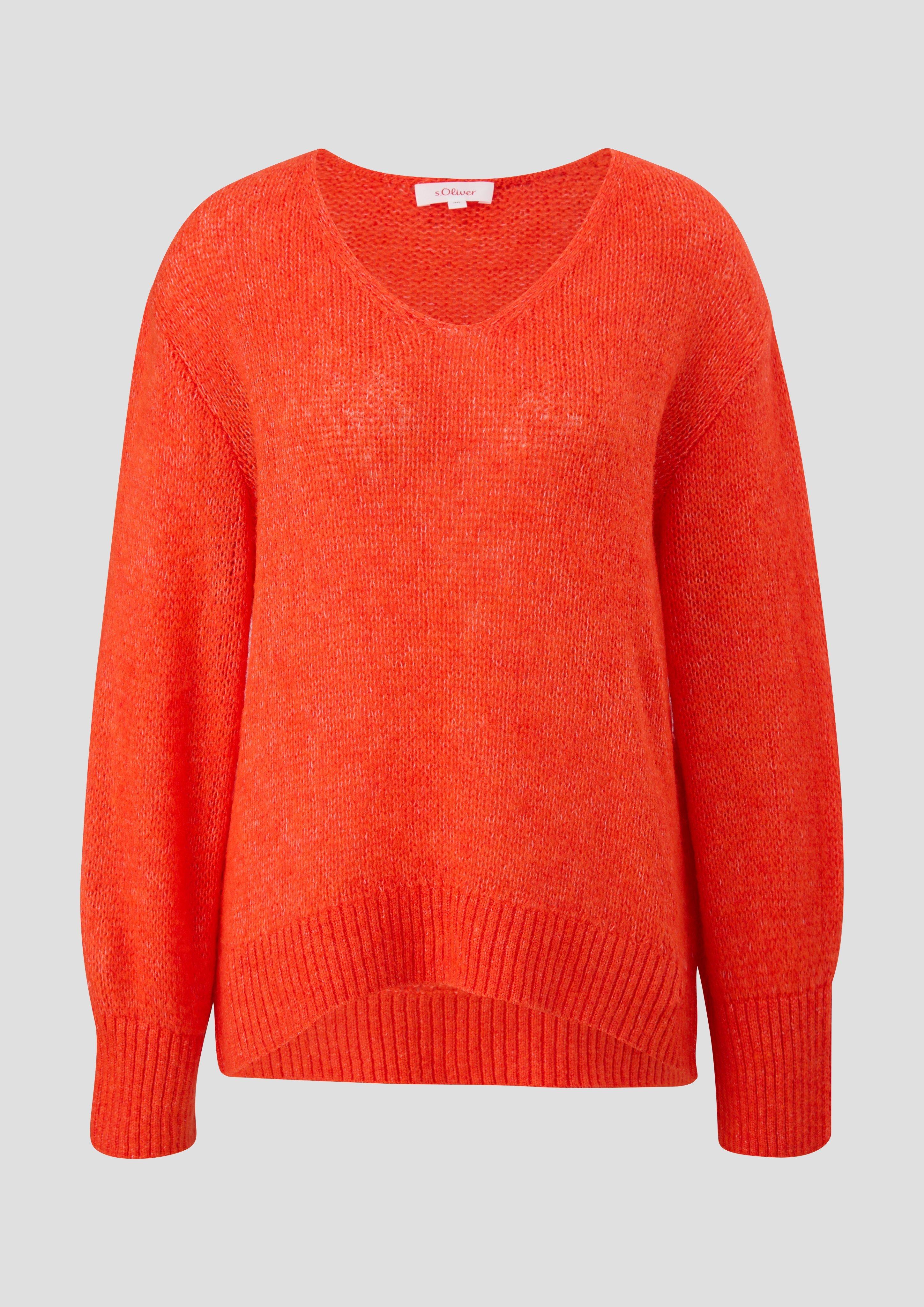 s.Oliver - Flauschiger Strickpullover, Damen, Orange