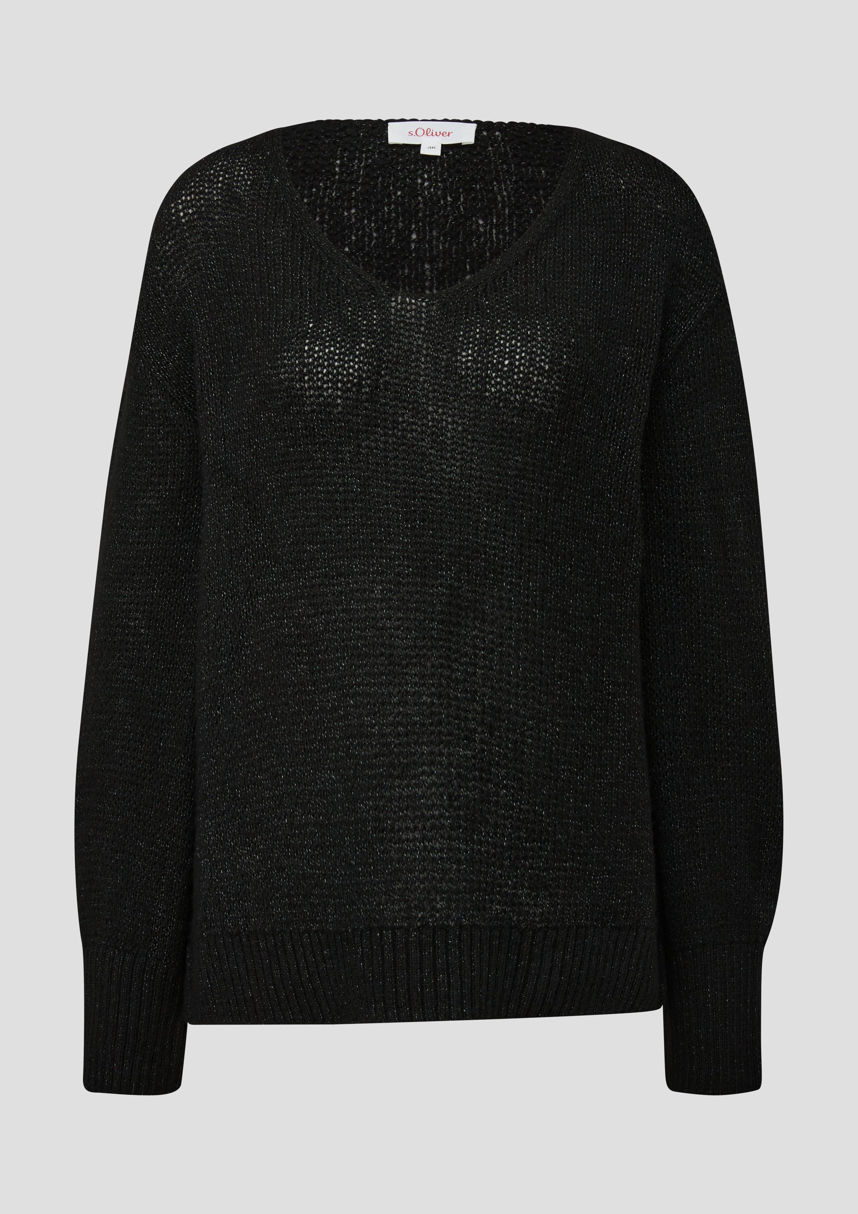 Thumbnail - s.Oliver - Flauschiger Strickpullover, Damen, schwarz