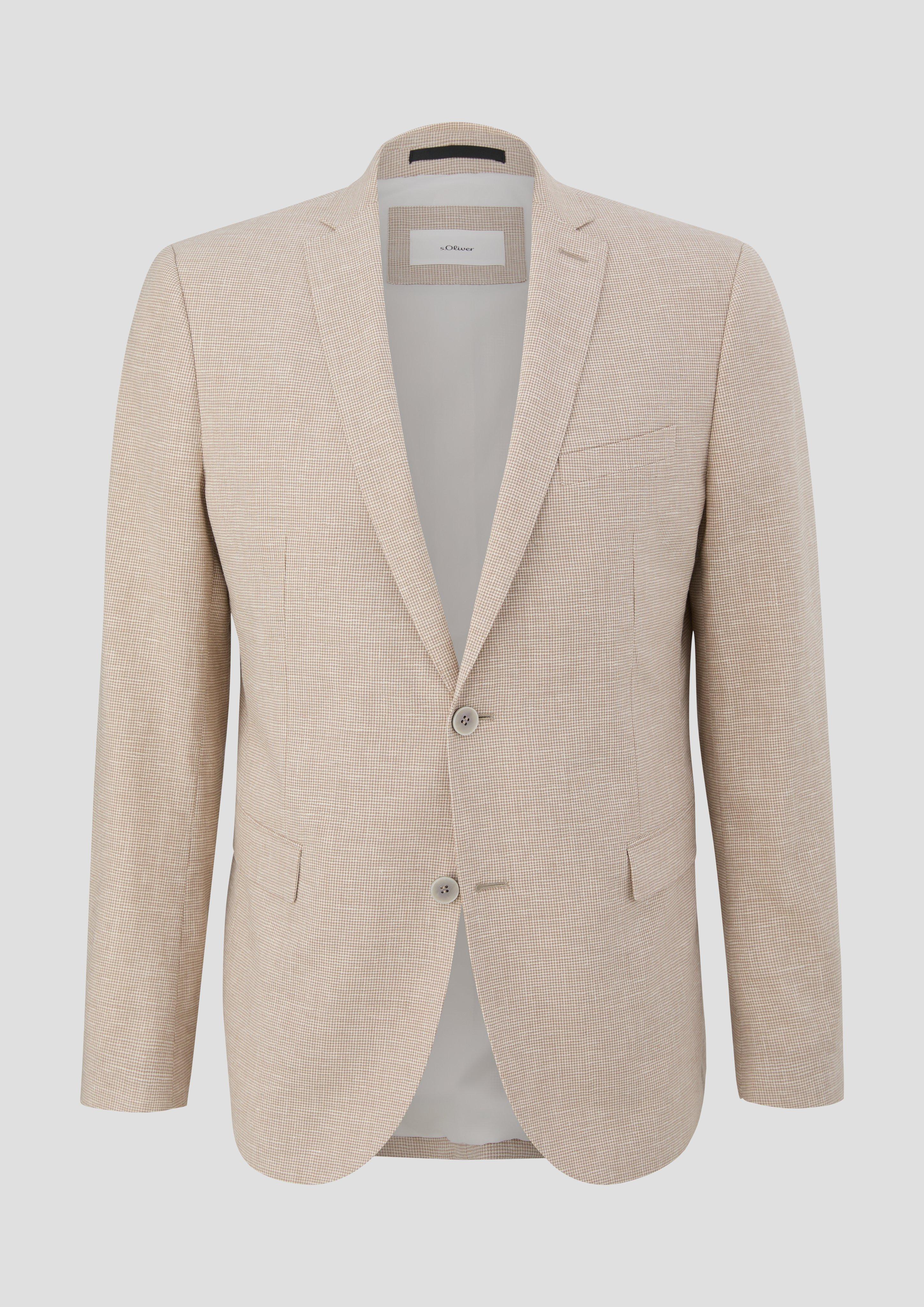 s.Oliver - s.O PURE: Anzugsakko aus Leinenmix mit Hahnentritt-Muster, Herren, Beige