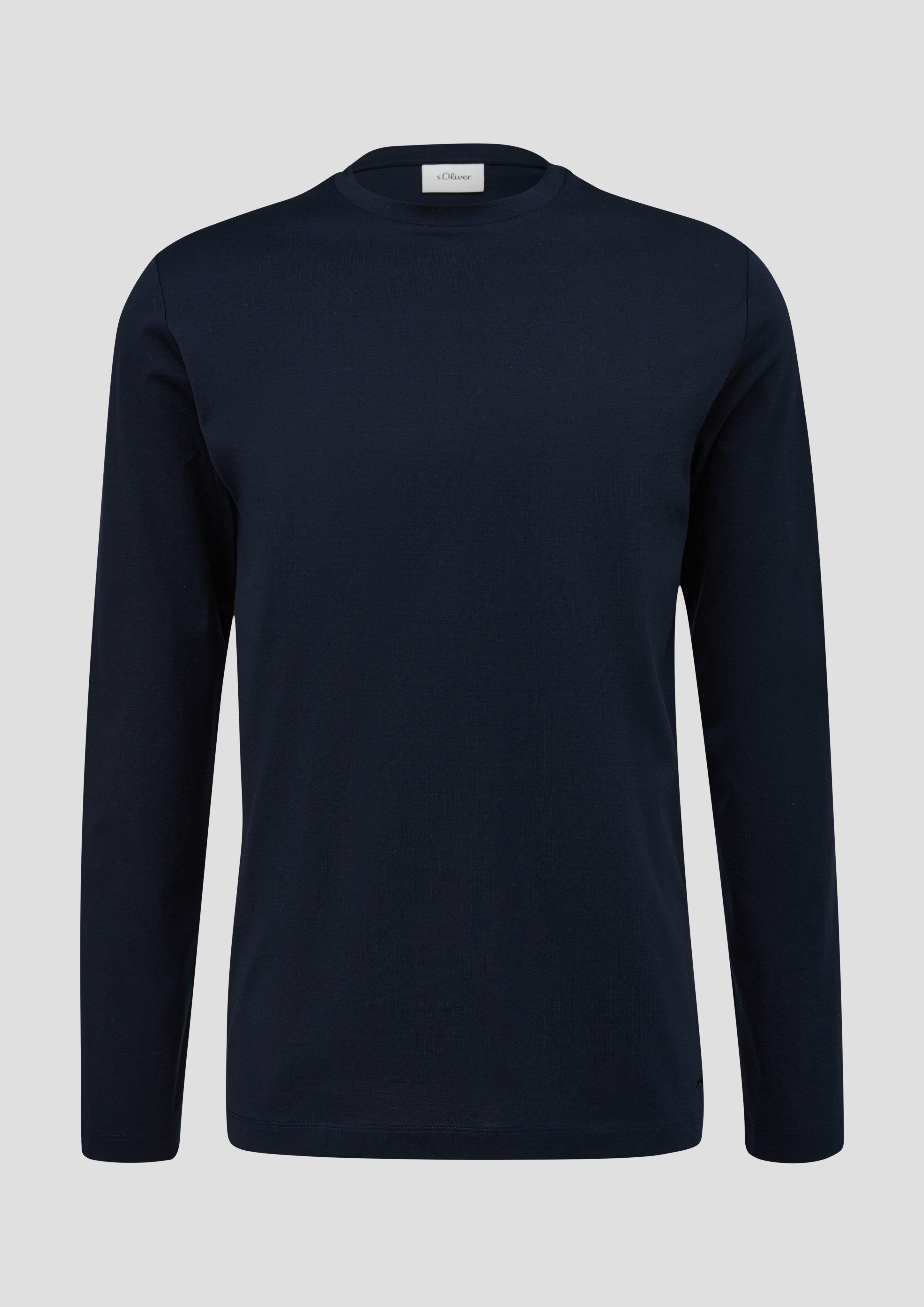 s.Oliver - Longsleeve aus merzerisierter Baumwolle, Herren, blau