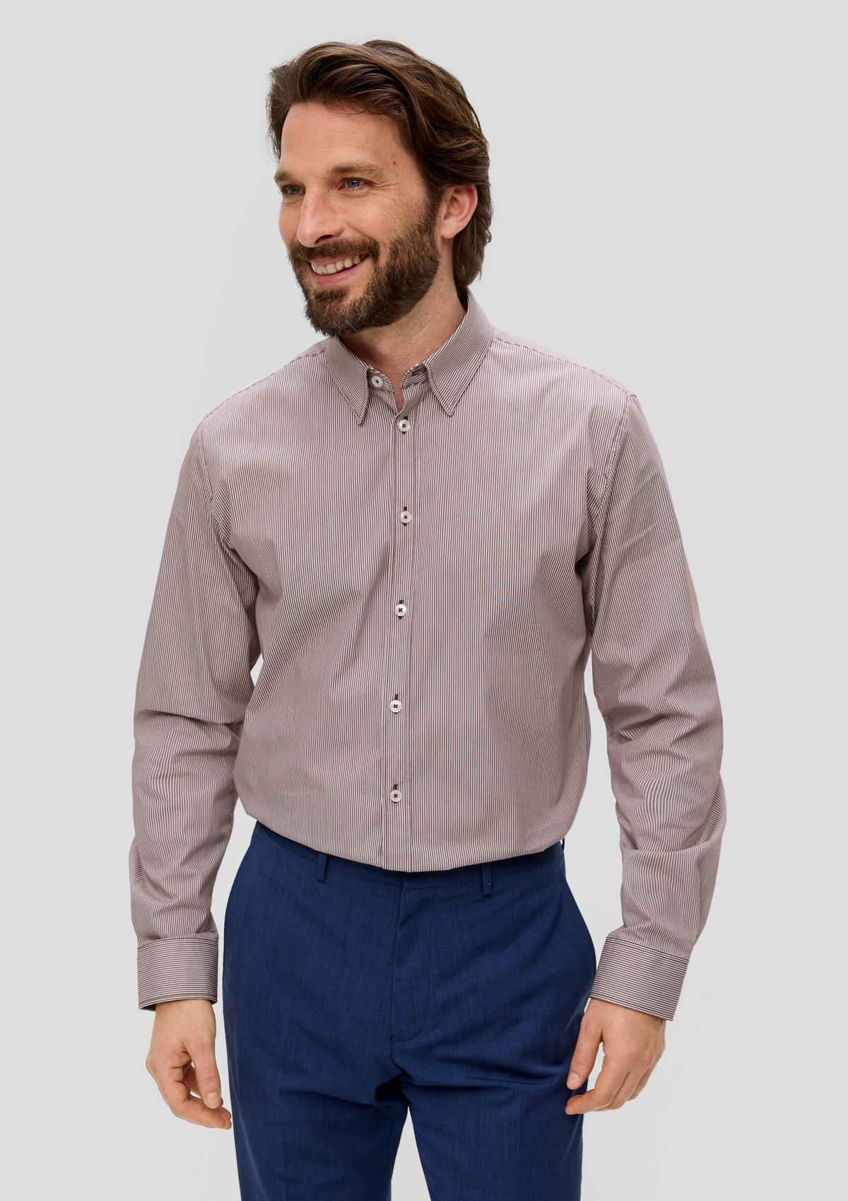 s.Oliver Gestreiftes, elastisches Hemd aus Baumwollmix