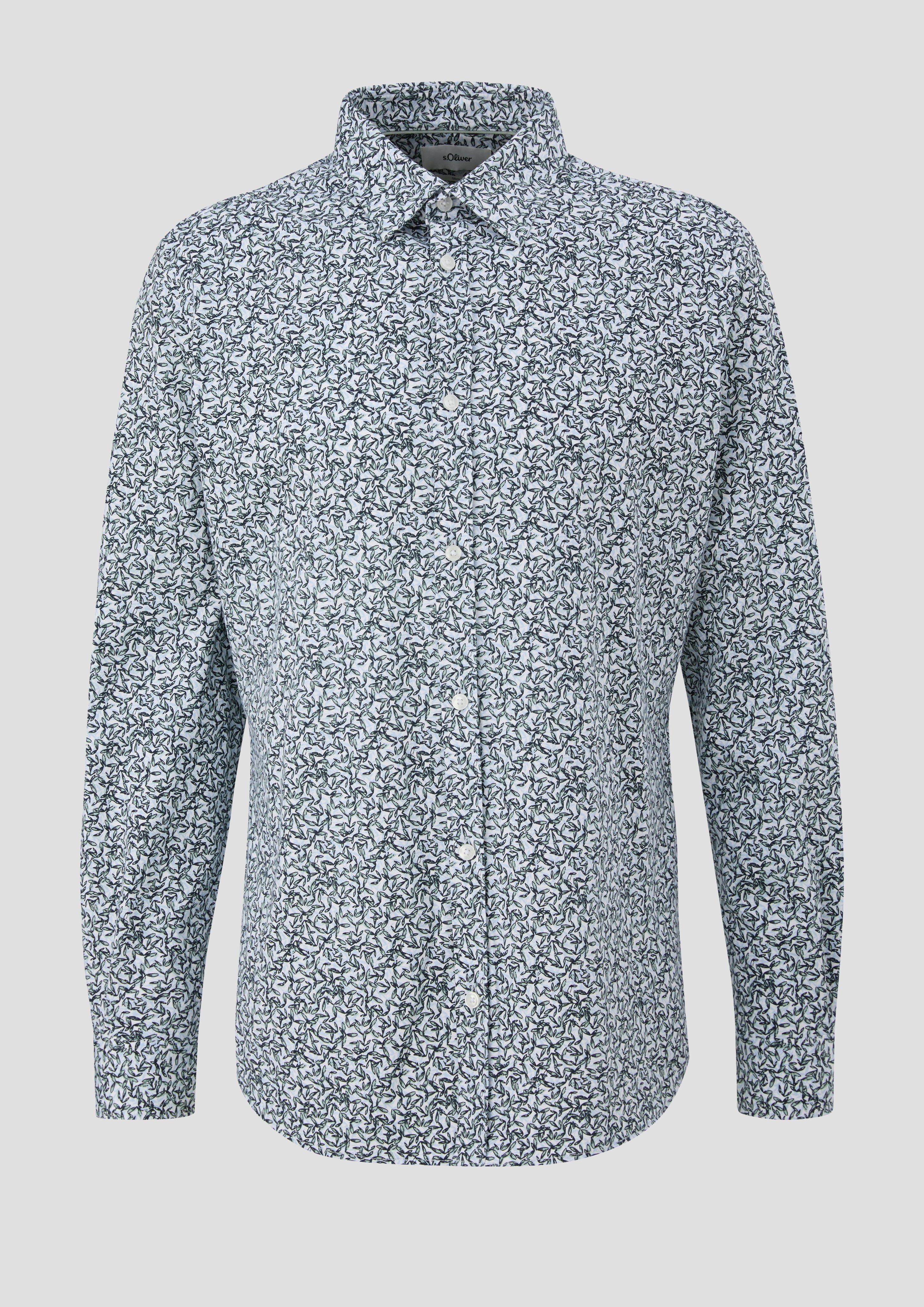 s.Oliver - Jerseyhemd mit All-over-Print, Herren, grün|weiß