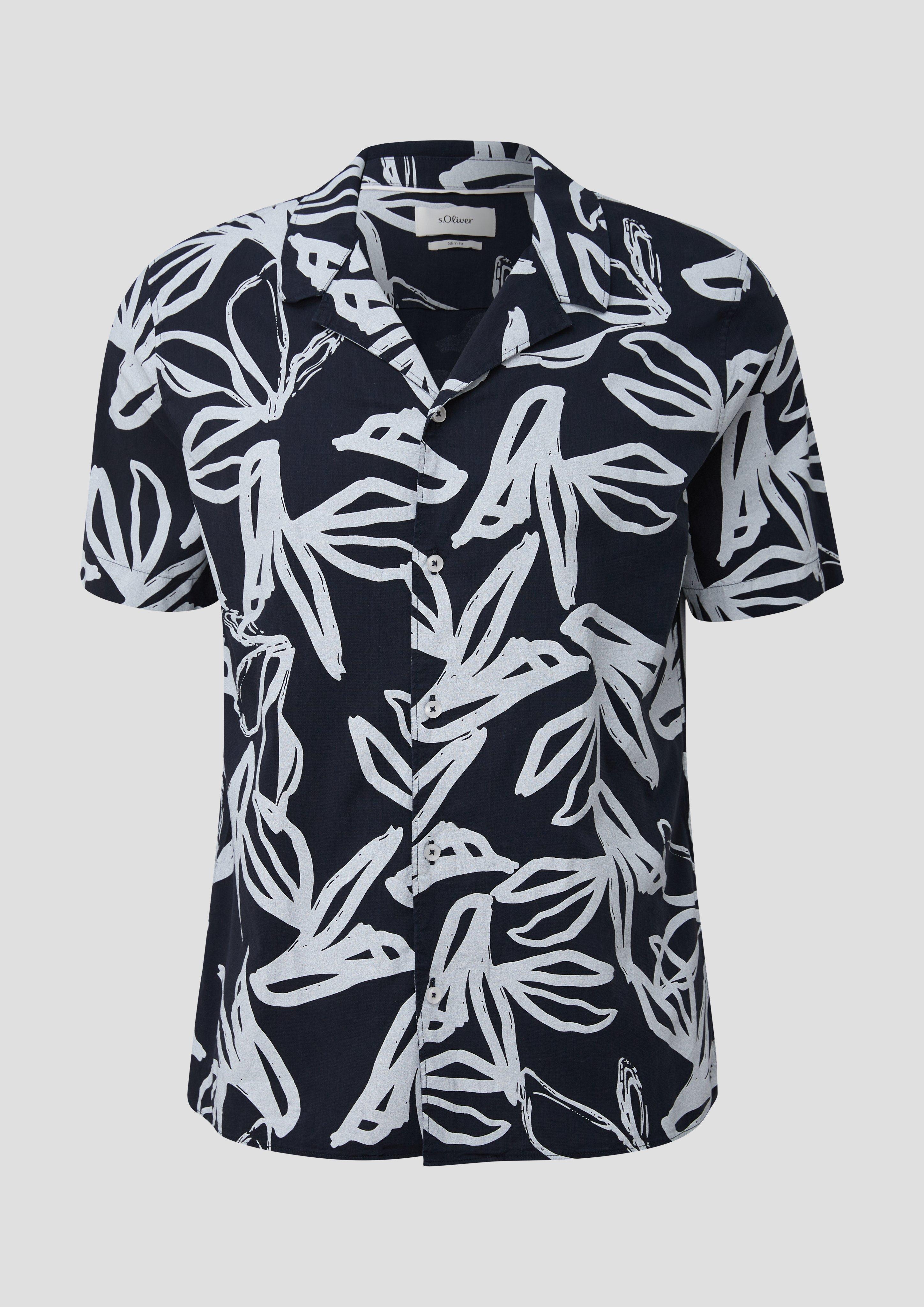 Thumbnail - s.Oliver - Kurzarmhemd mit All-over-Print, Herren, blau
