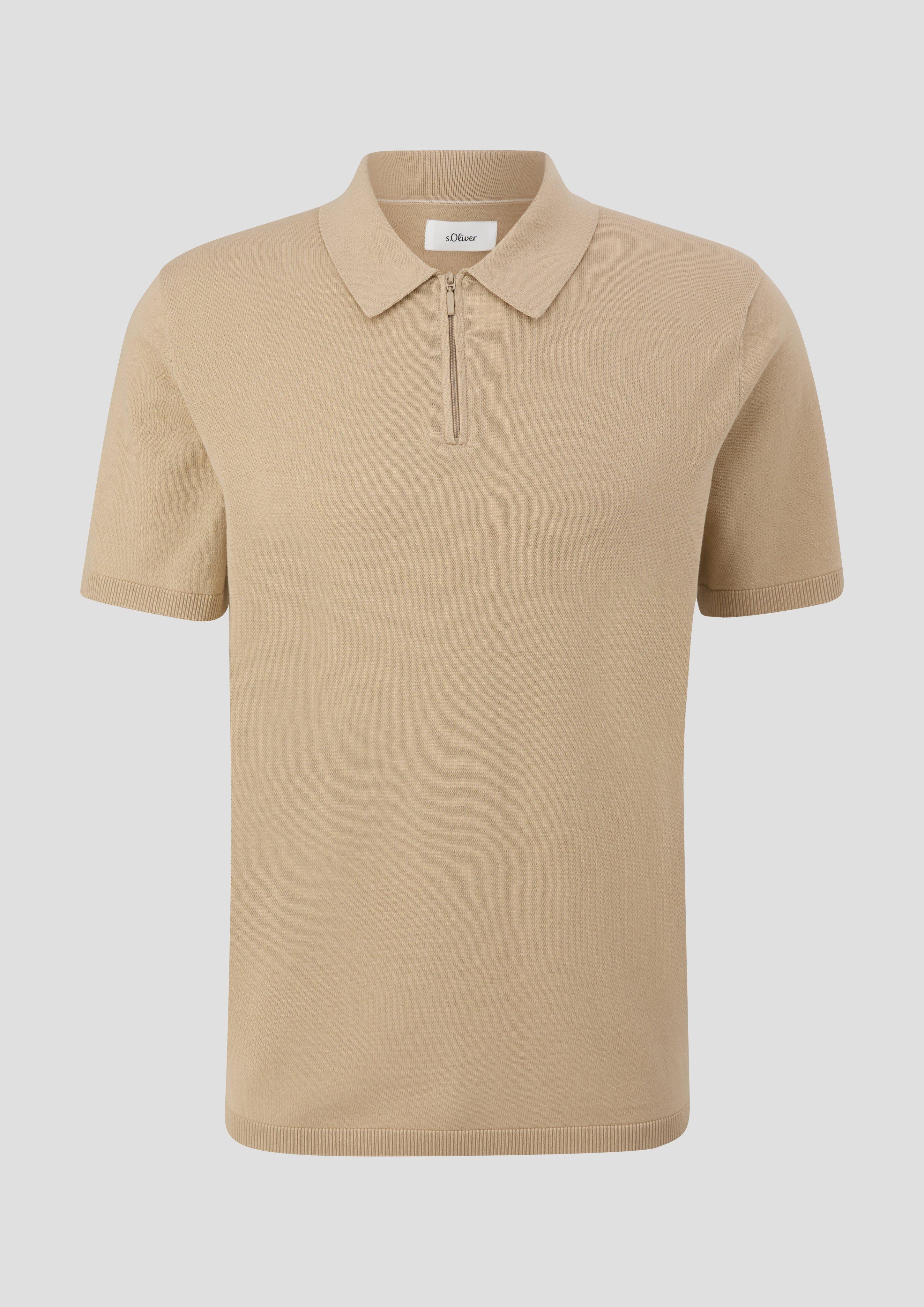 s.Oliver - Poloshirt aus Feinstrick, Herren, Beige