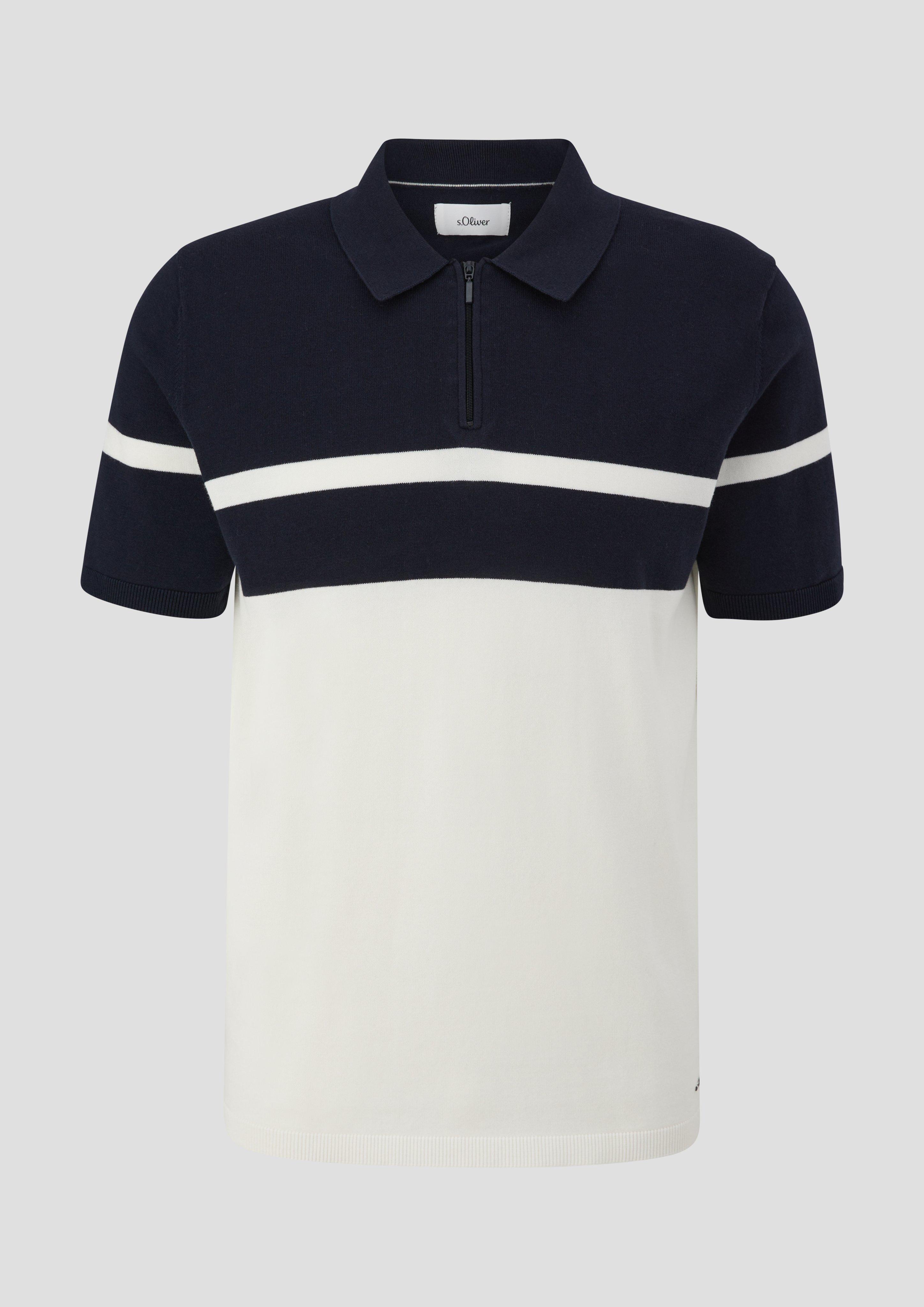 s.Oliver - Poloshirt aus Feinstrick, Herren, blau|weiß