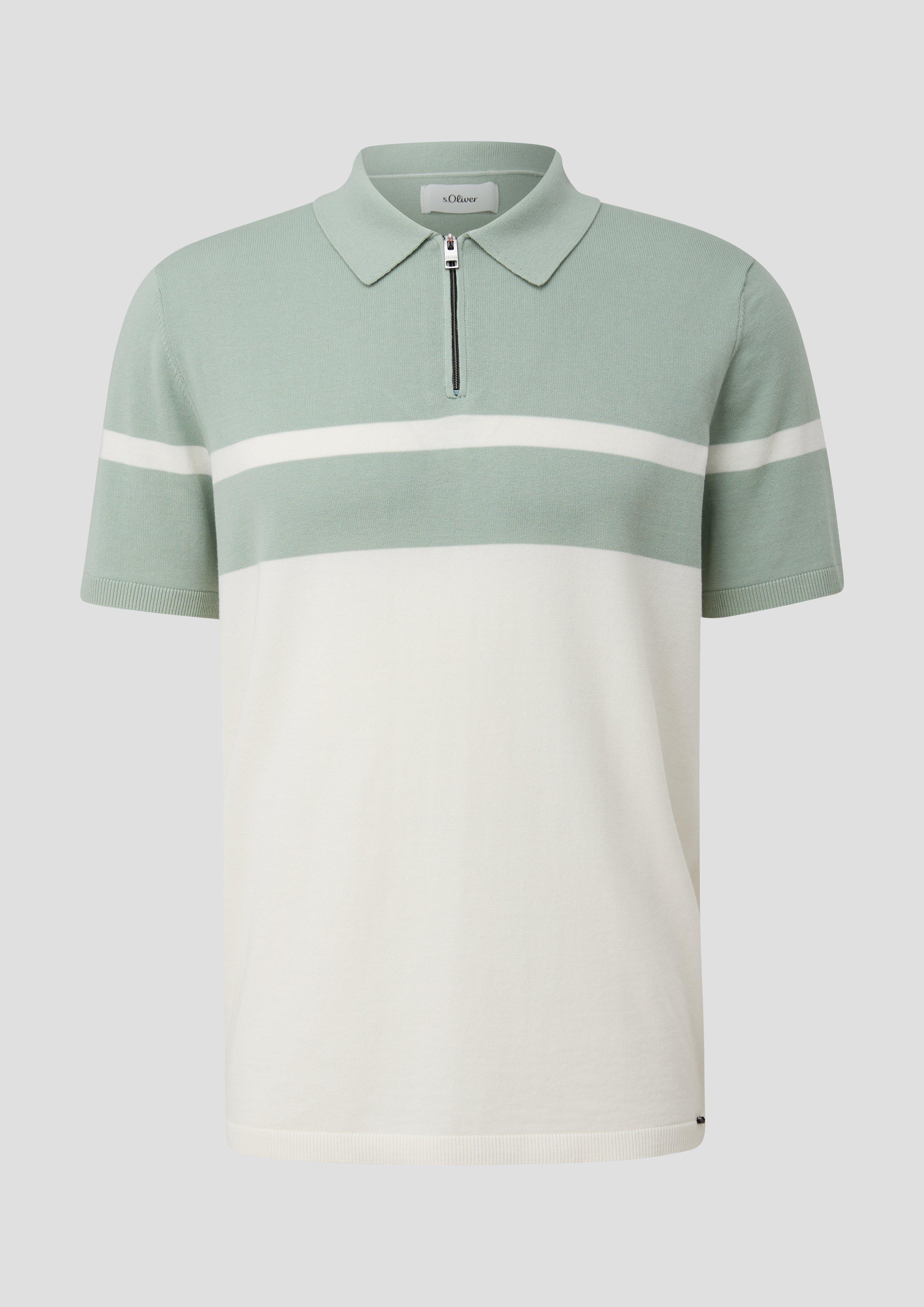 s.Oliver - Poloshirt aus Feinstrick, Herren, creme|grün