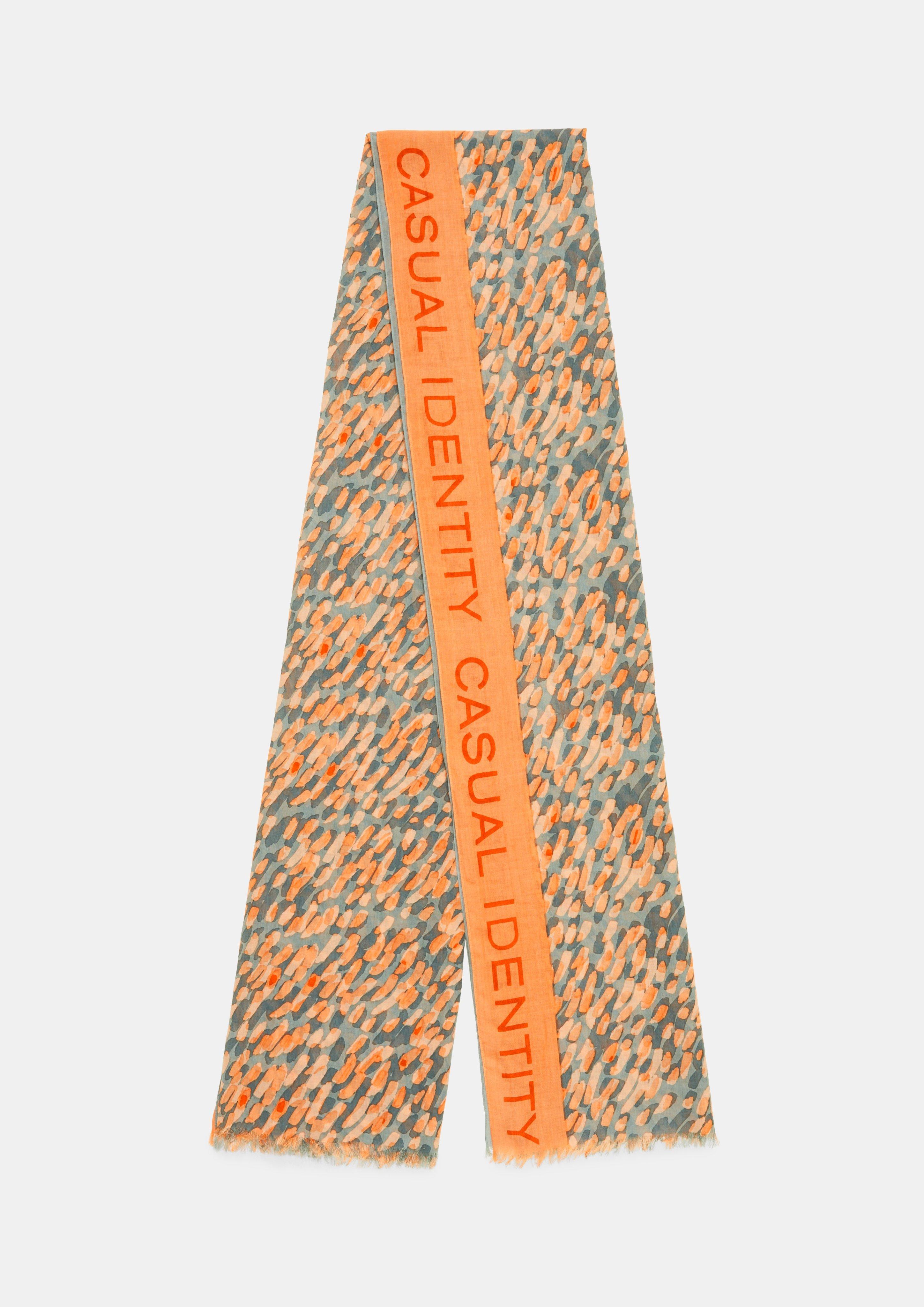 Cotton scarf with an abstract pattern - turquoise | Comma Cotton scarf with an abstract pattern - turquoise | Comma