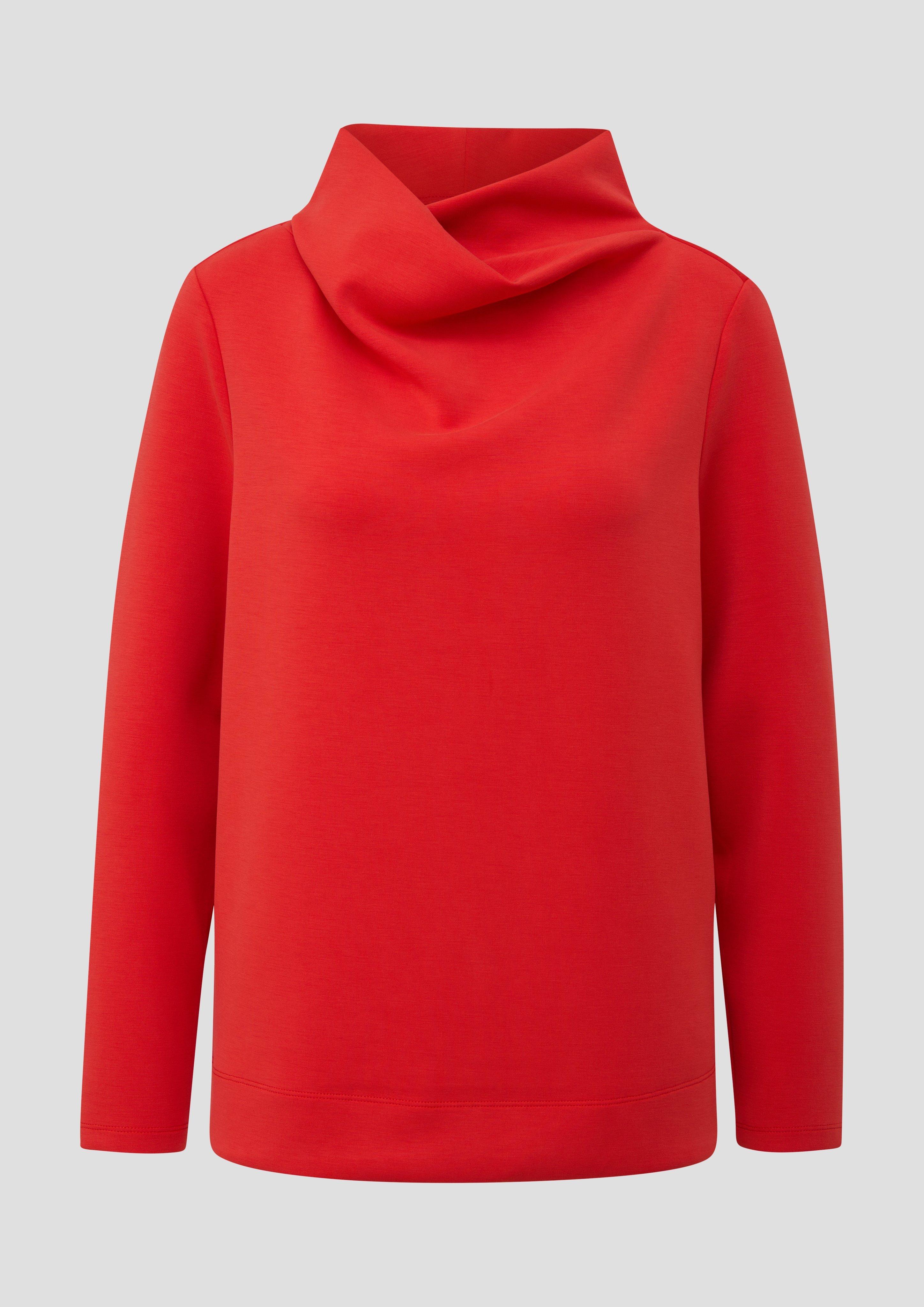 s.Oliver - Scuba-Sweatshirt mit drapiertem Kragen, Damen, rot