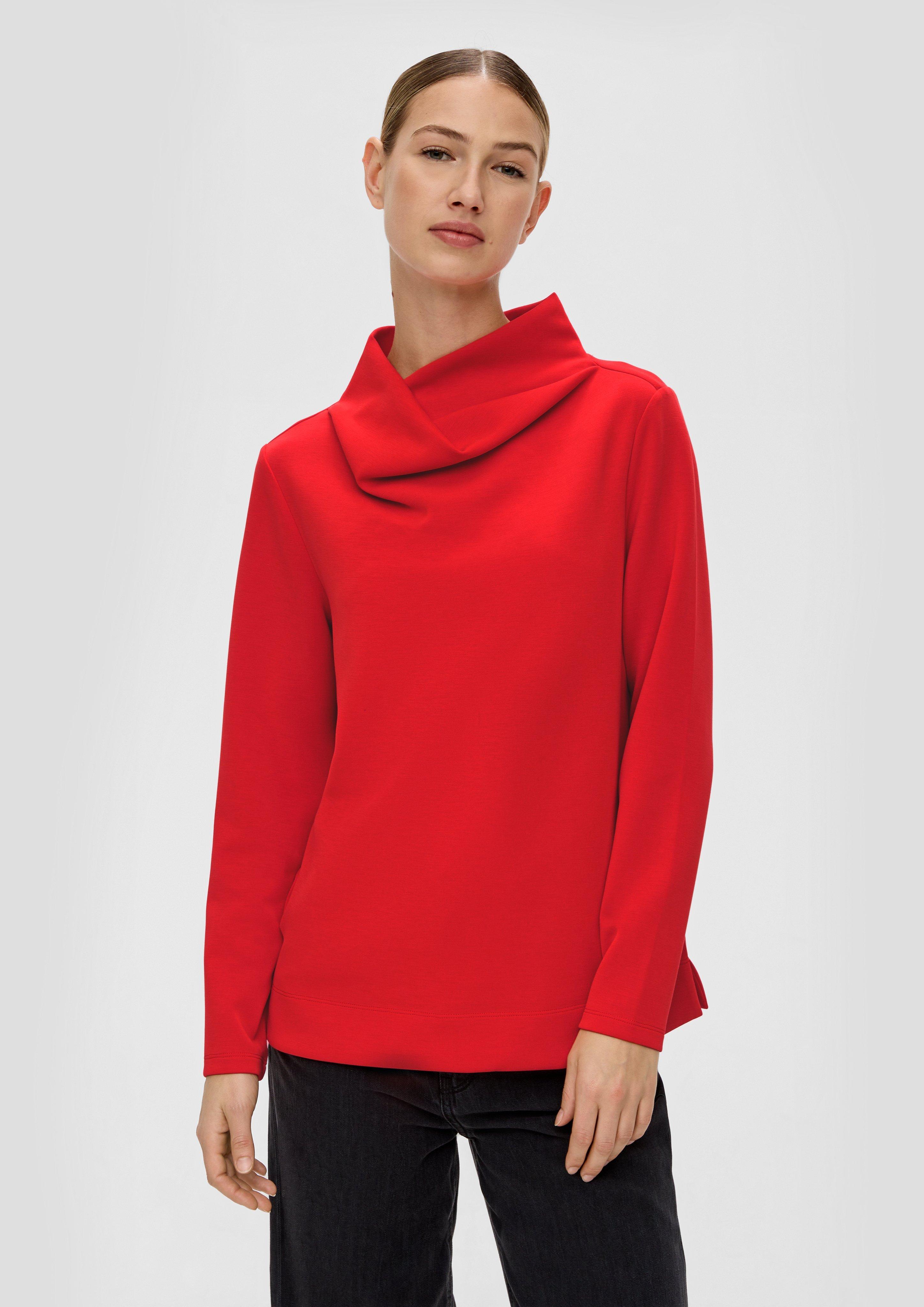 Scuba sweatshirt with a draped collar red s.Oliver