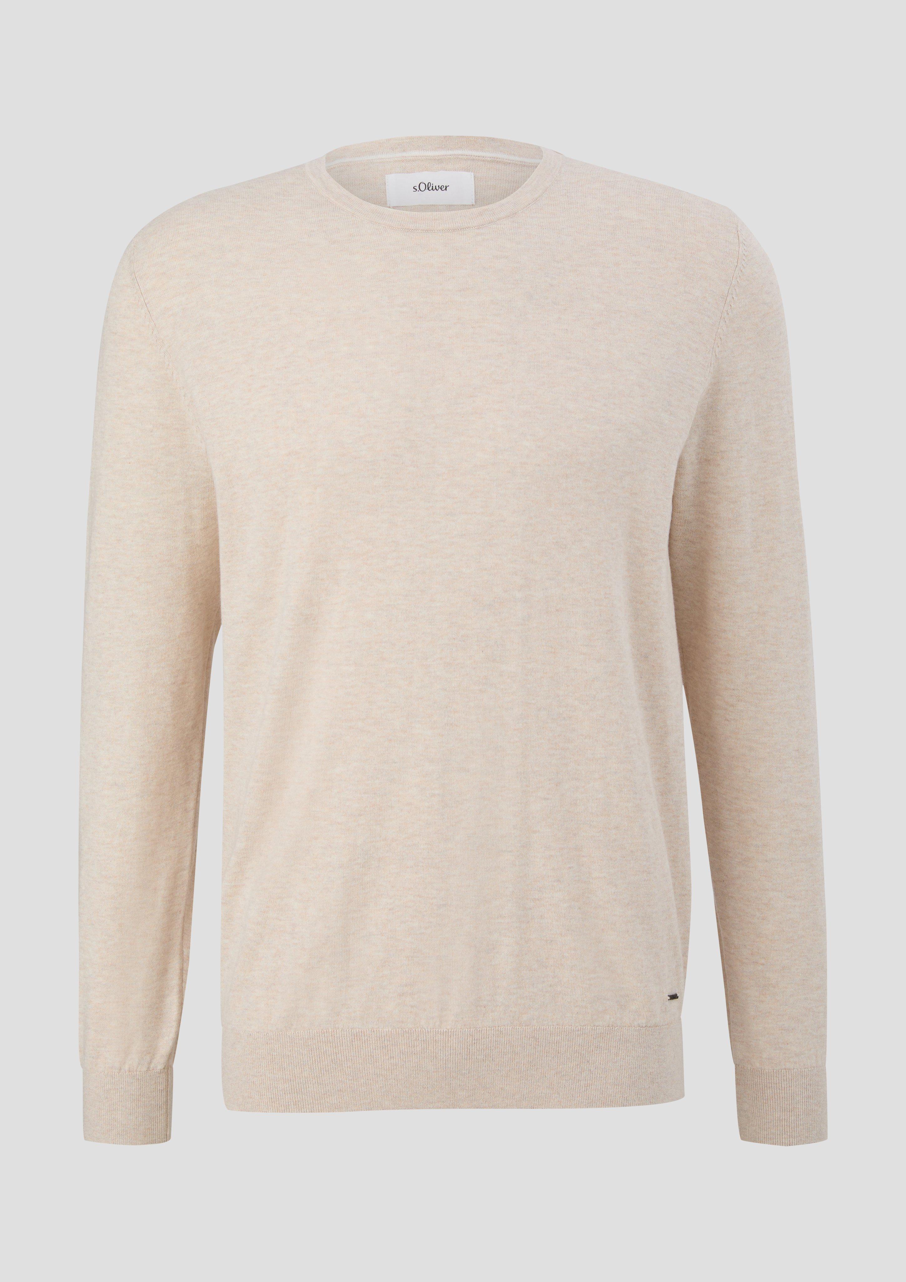 s.Oliver - Strickpullover aus Seide mit Crew Neck, Herren, Beige