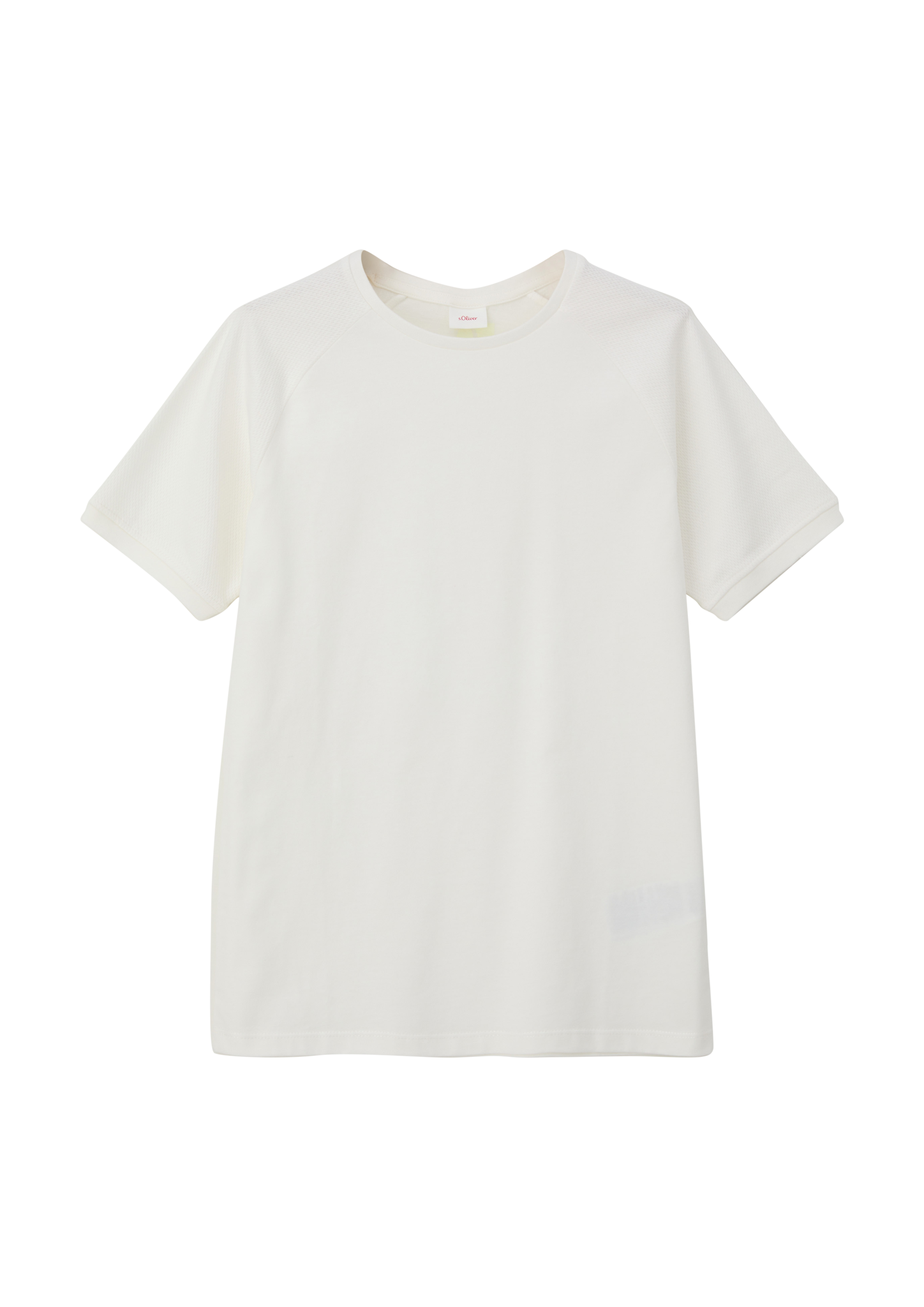 s.Oliver - T-Shirt mit Mesh-Ärmeln, Jungen, creme|weiß