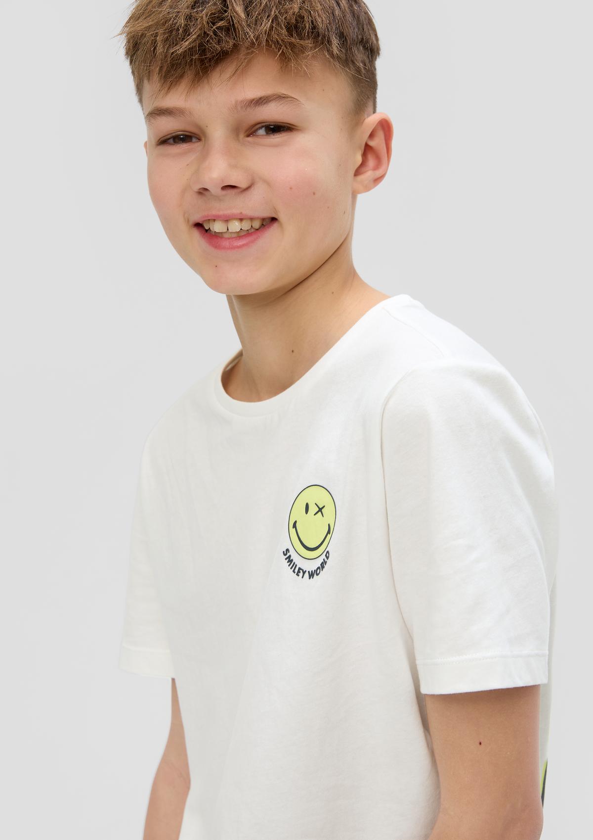 s.Oliver T-shirt à imprimé Smiley® sur le devant et au dos