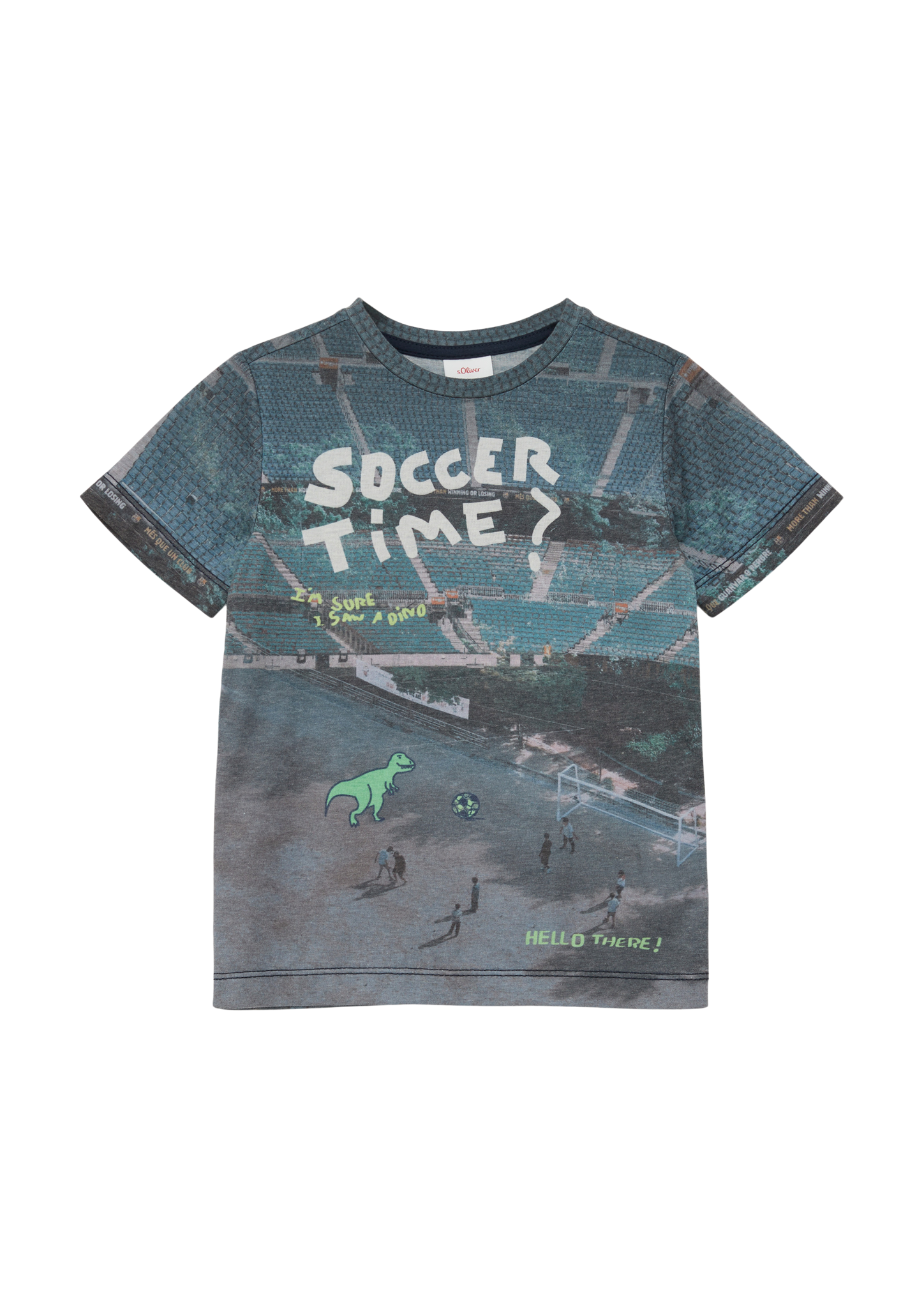 Thumbnail - s.Oliver - T-Shirt mit All-over-Print, Kinder, blau|mehrfarbig