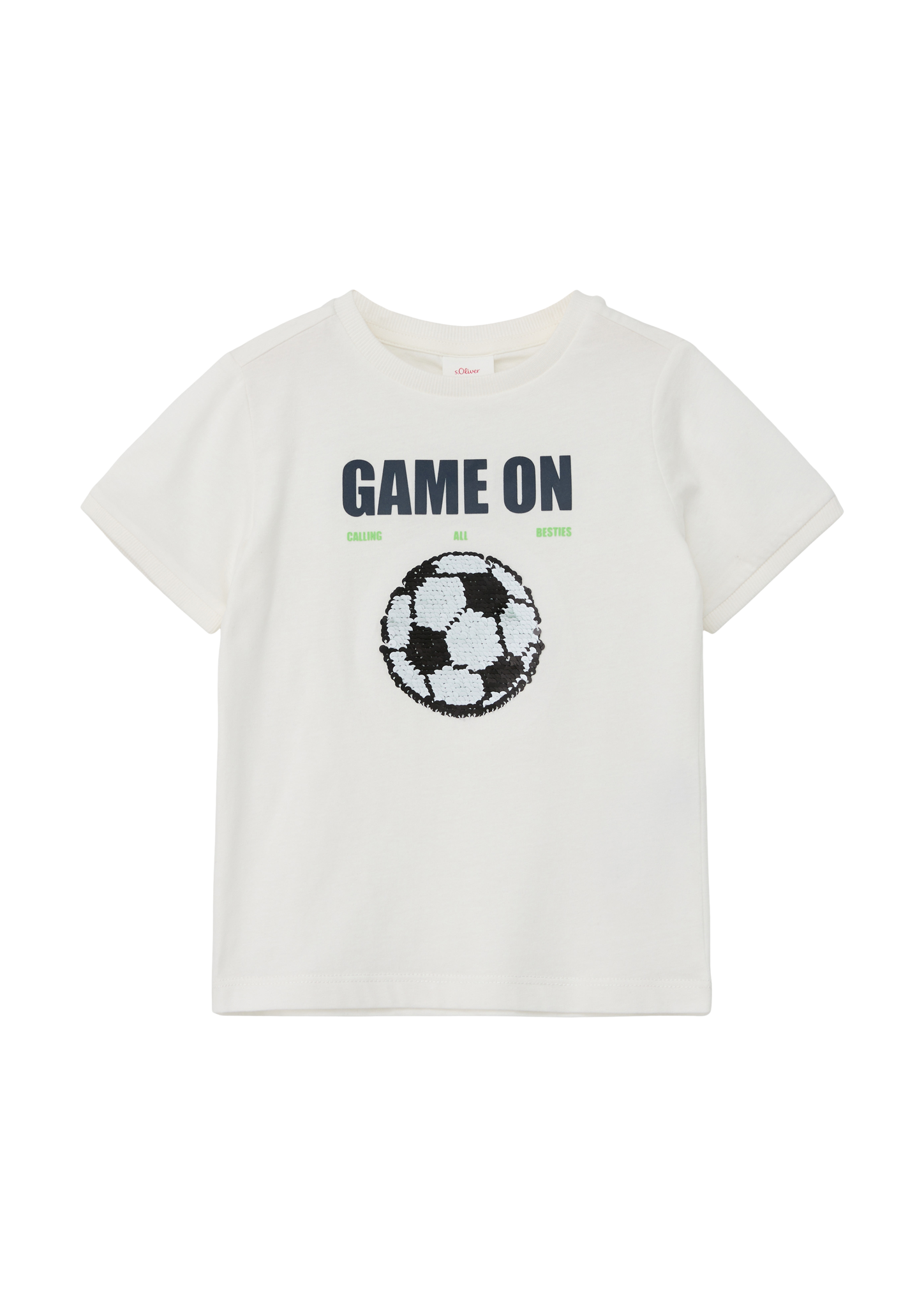 s.Oliver - T-Shirt mit Wendepailletten, Kinder, creme|weiß