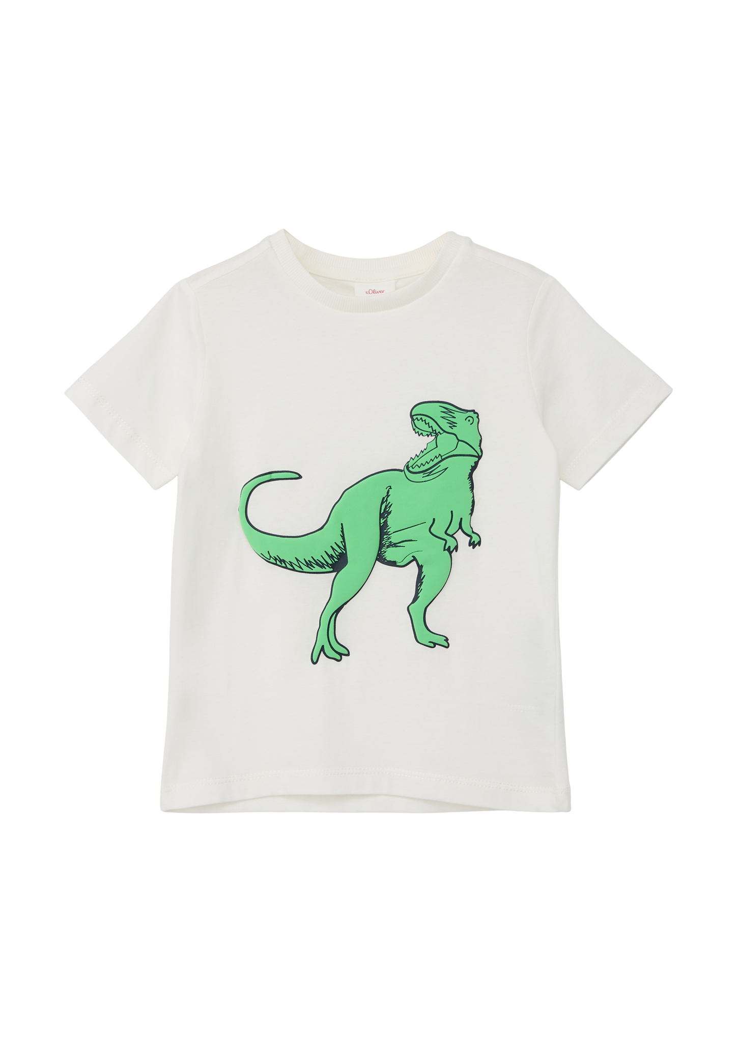 s.Oliver - T-Shirt mit gummiertem Print, Kinder, creme|weiß