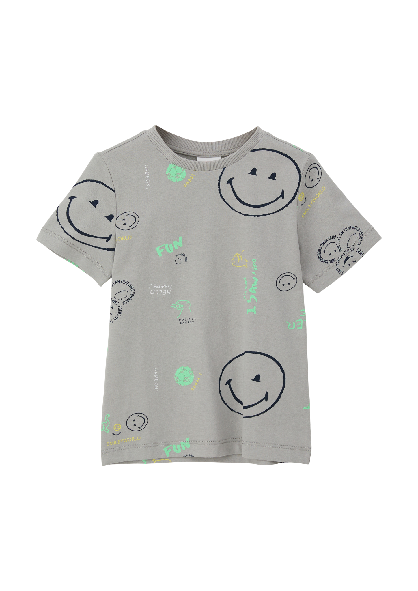 s.Oliver - T-Shirt mit All-over-Smiley®-Print, Kinder, grau