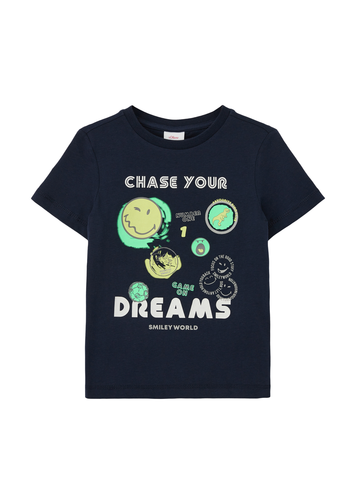 s.Oliver - T-Shirt mit Smiley®-Frontprint, Kinder, blau