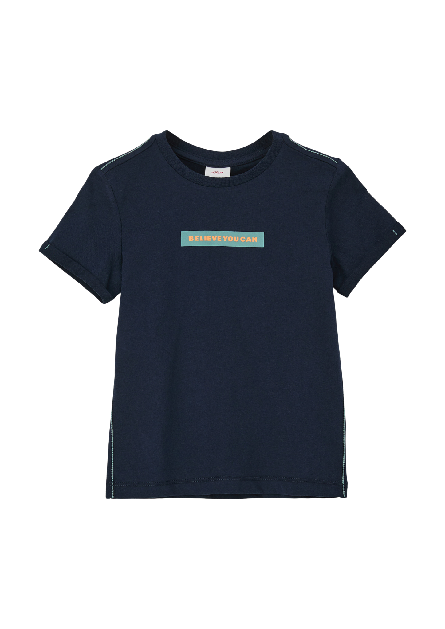 s.Oliver - T-Shirt mit Kontrastnähten, Kinder, blau