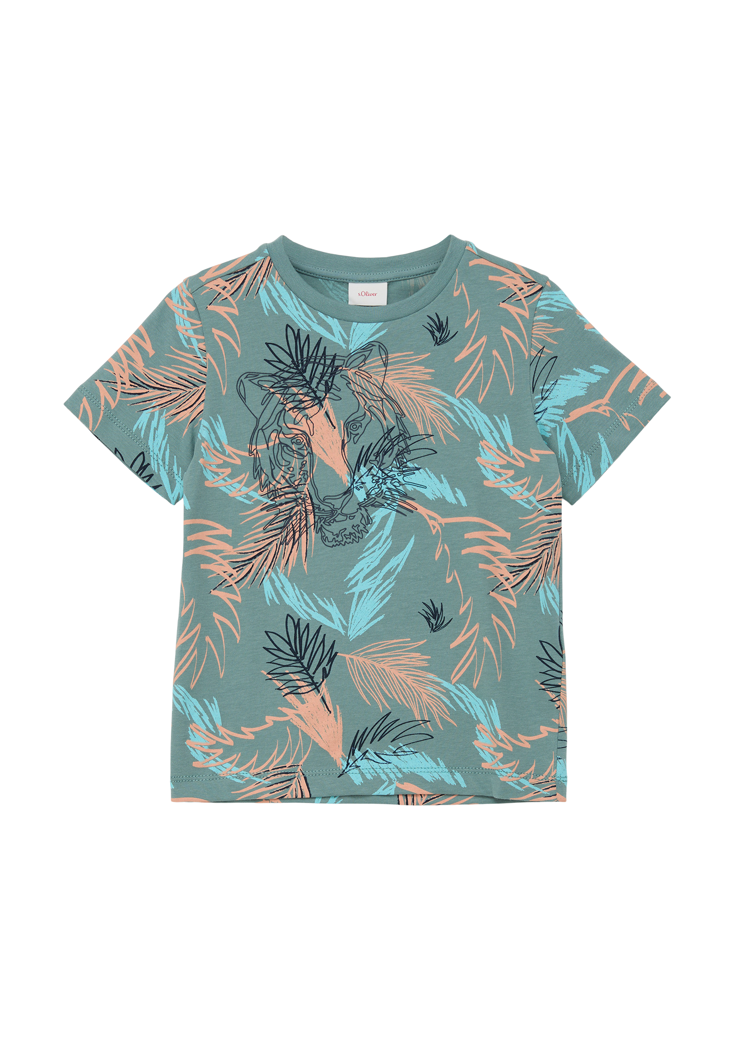 s.Oliver - T-Shirt mit All-over-Print, Kinder, türkis