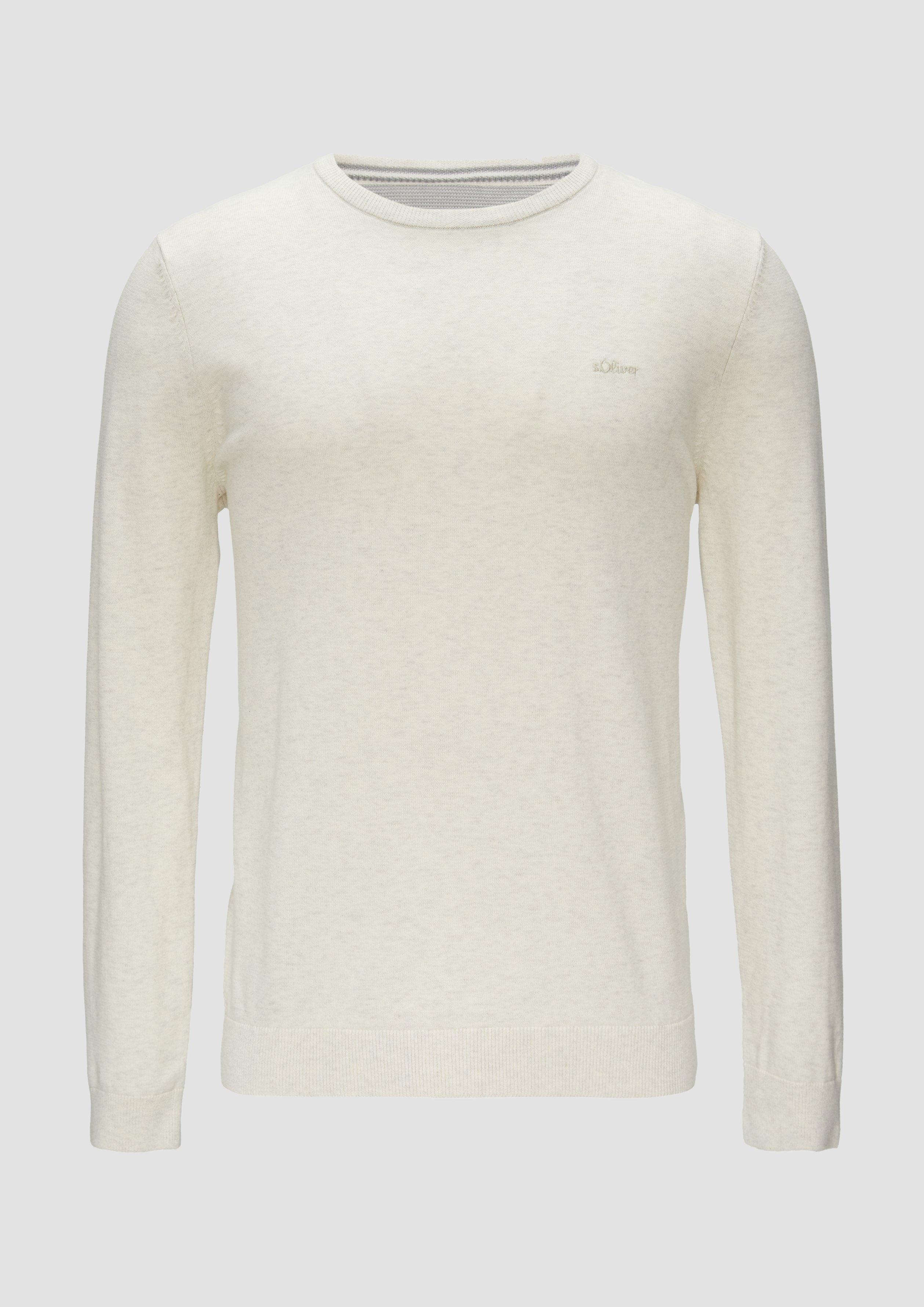 s.Oliver - Strickpullover mit Logo-Stickerei, Herren, creme