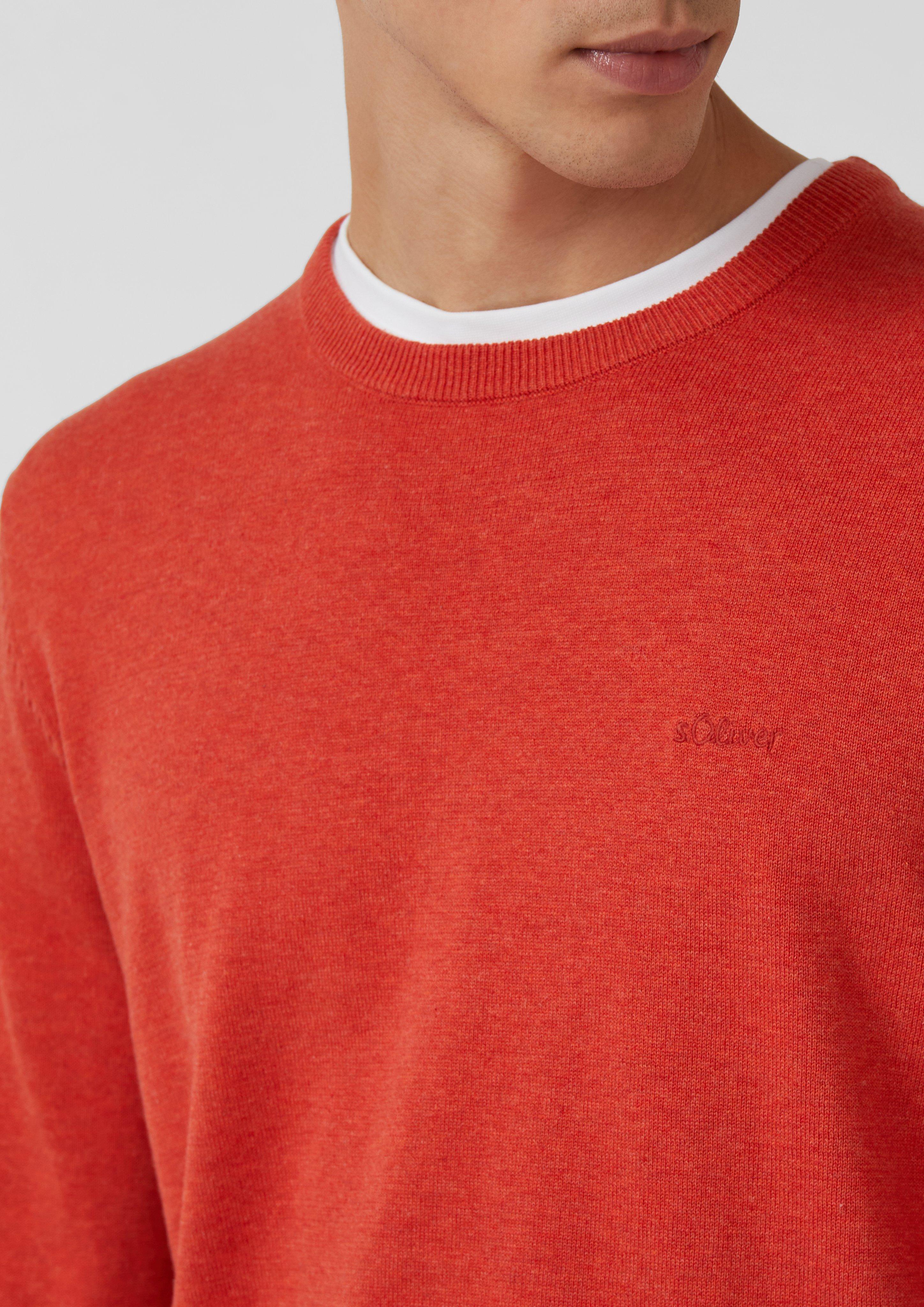 Baumwollpullover mit Logo-Stickerei