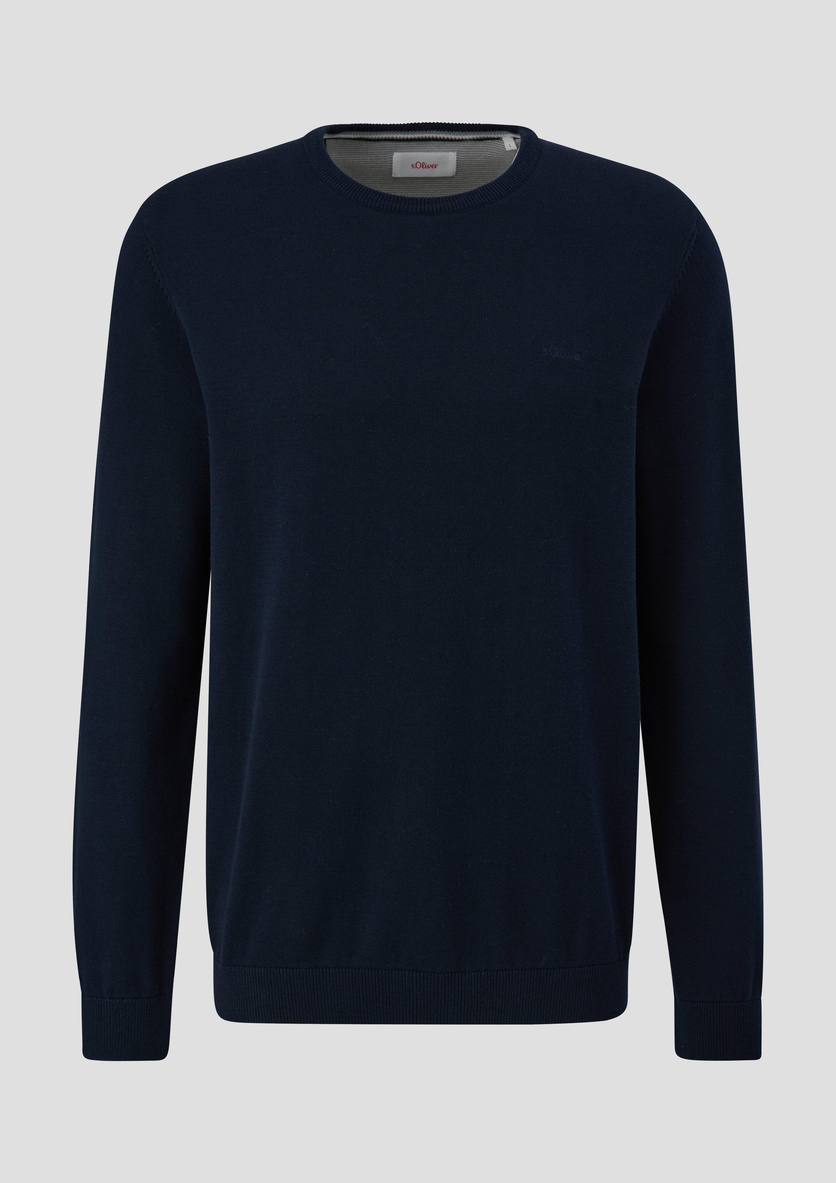 s.Oliver - Strickpullover mit Logo-Stickerei, Herren, blau