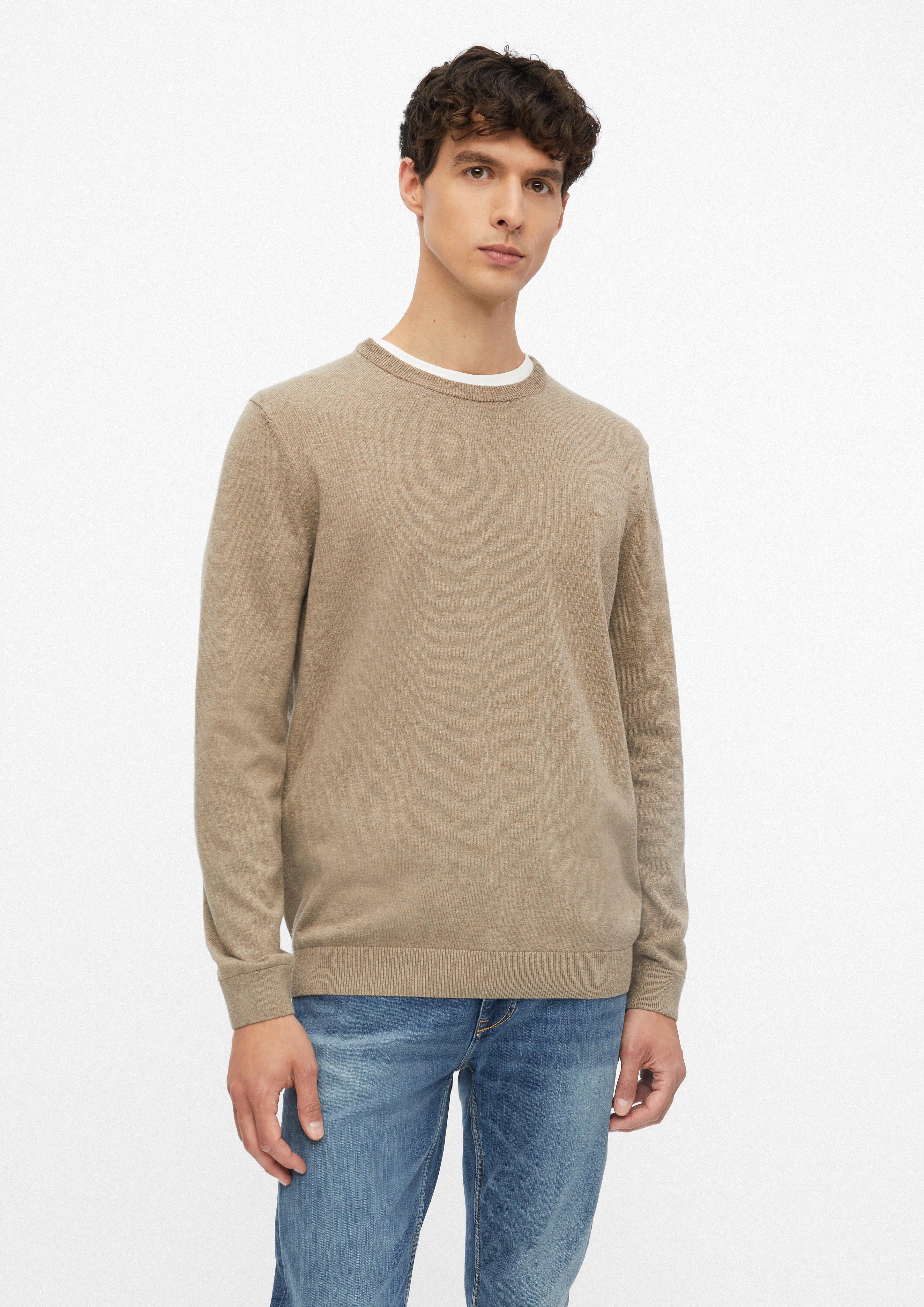 Baumwollpullover mit Logo-Stickerei in Farbe hellbraun von s.Oliver