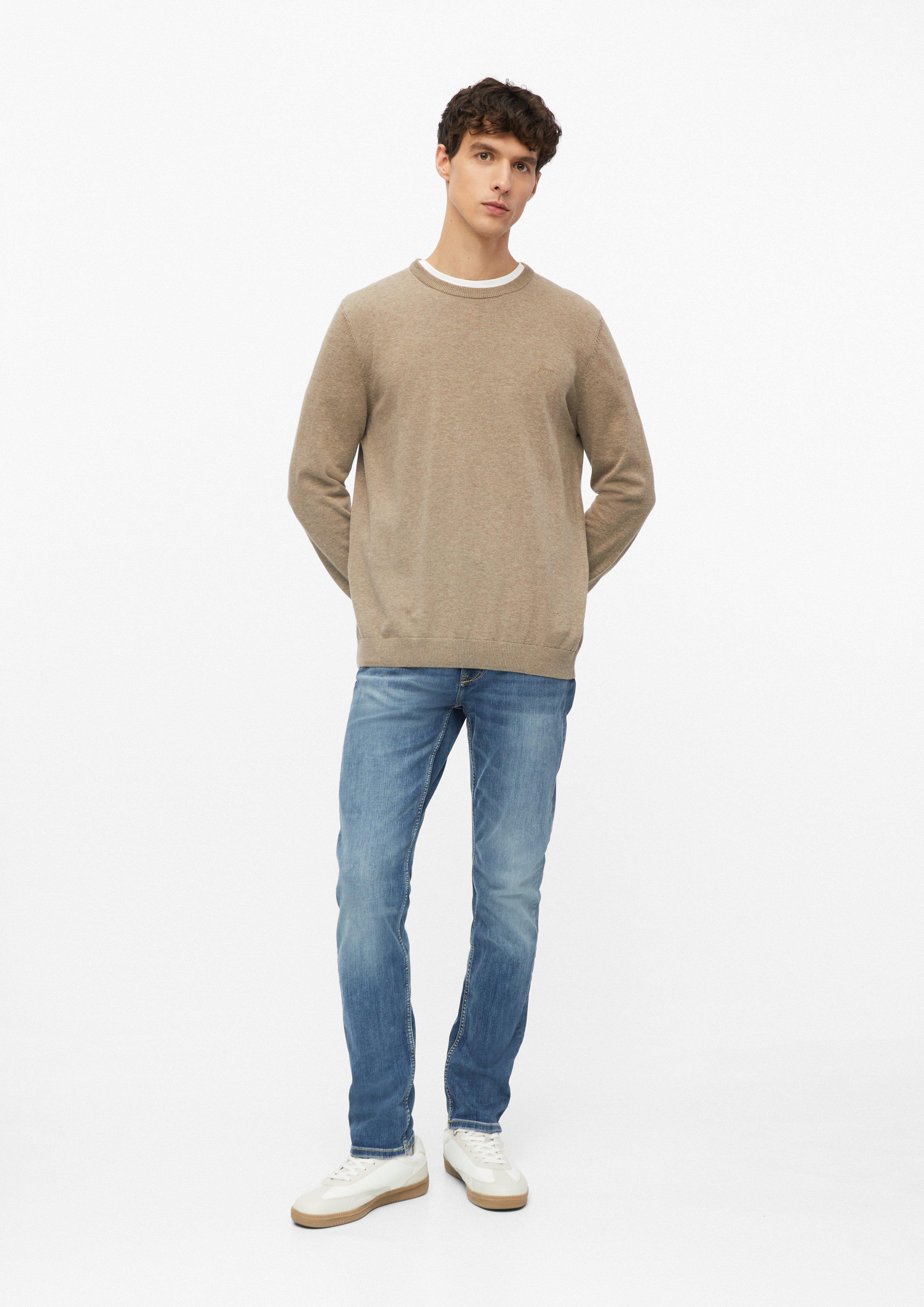 Herren Baumwollpullover mit Logo-Stickerei in braun von s.Oliver