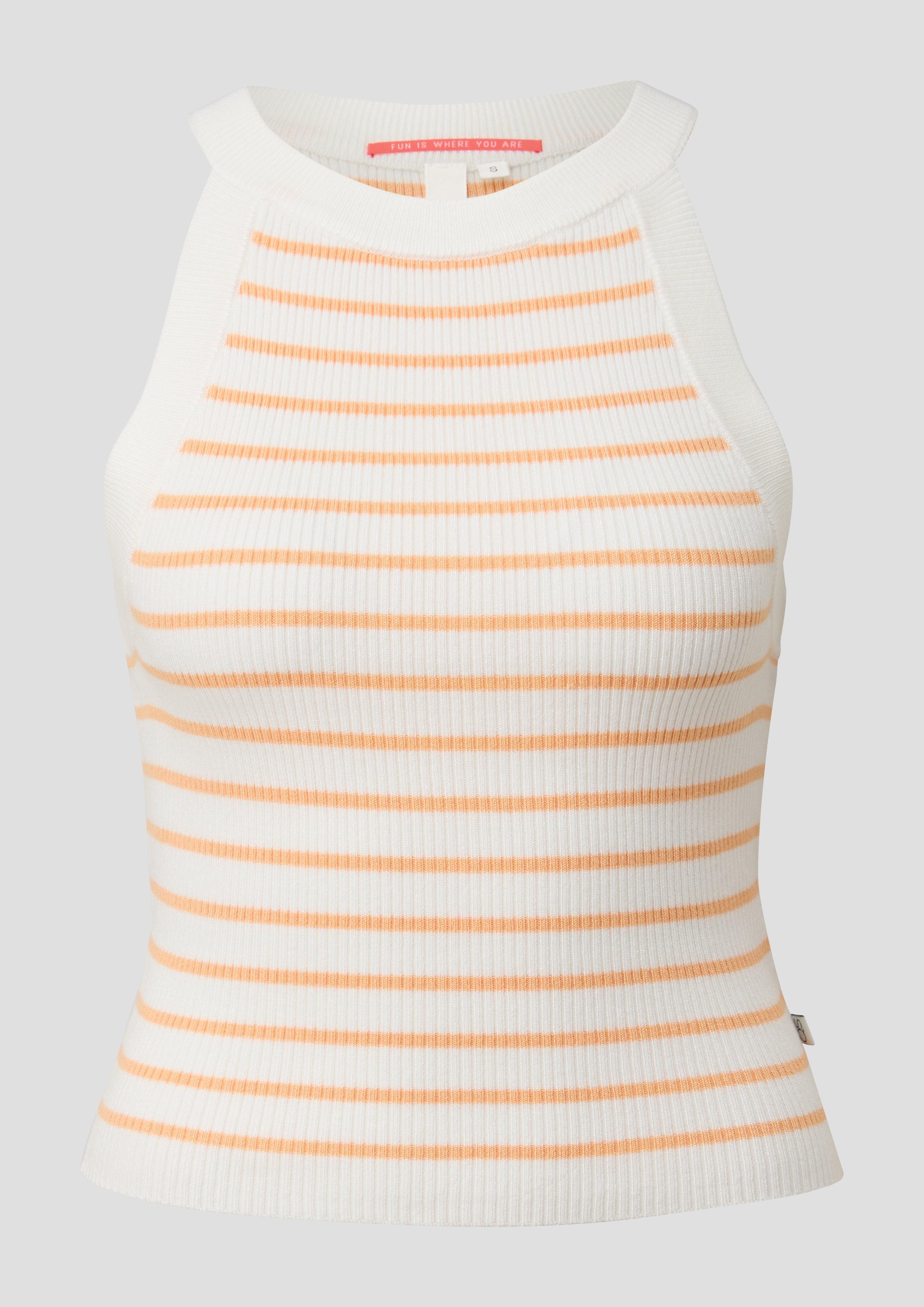 QS - Stricktop aus Viskosemix, Damen, creme|orange