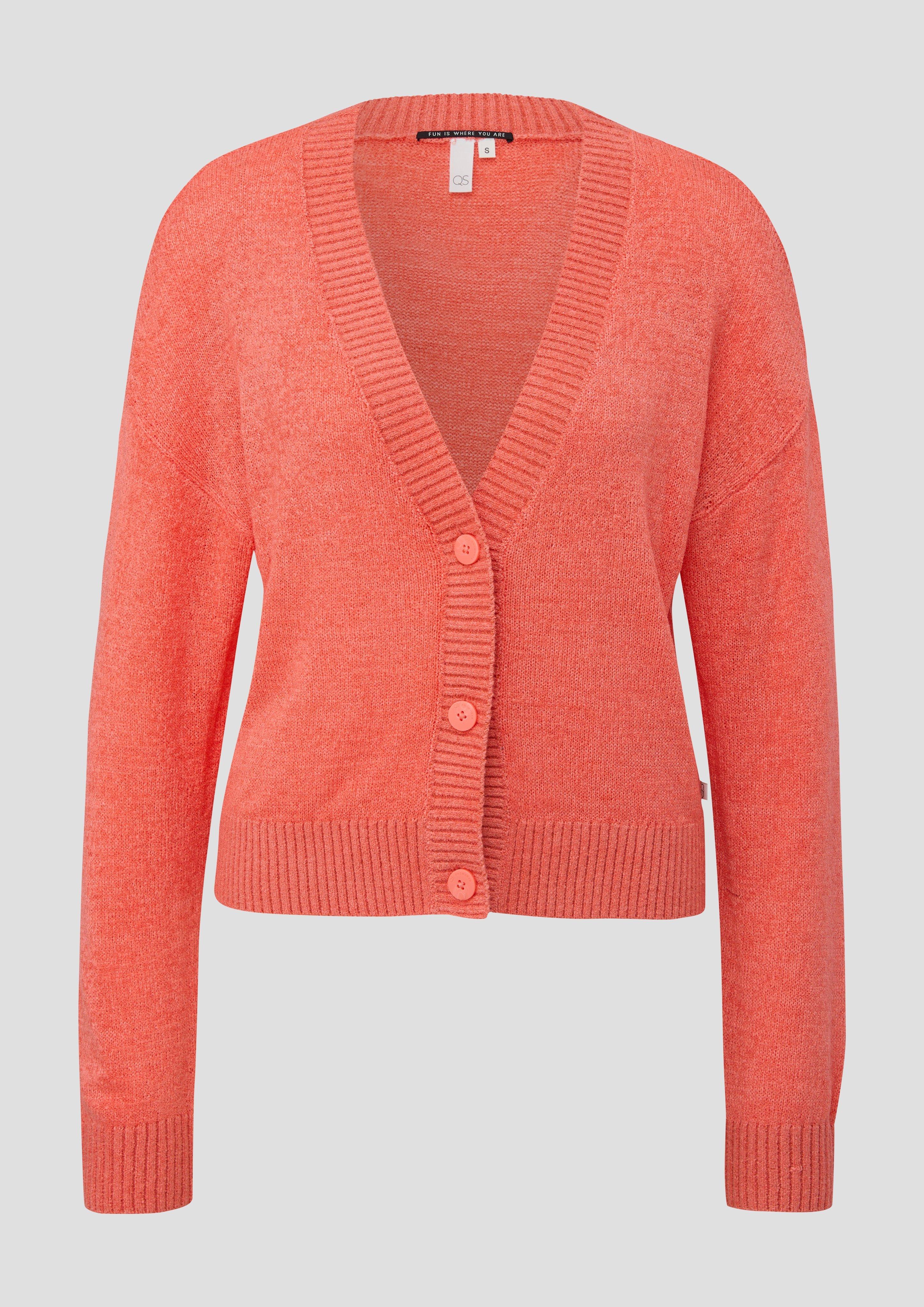 QS - Verkürzte Strickjacke mit Knöpfen, Damen, Orange