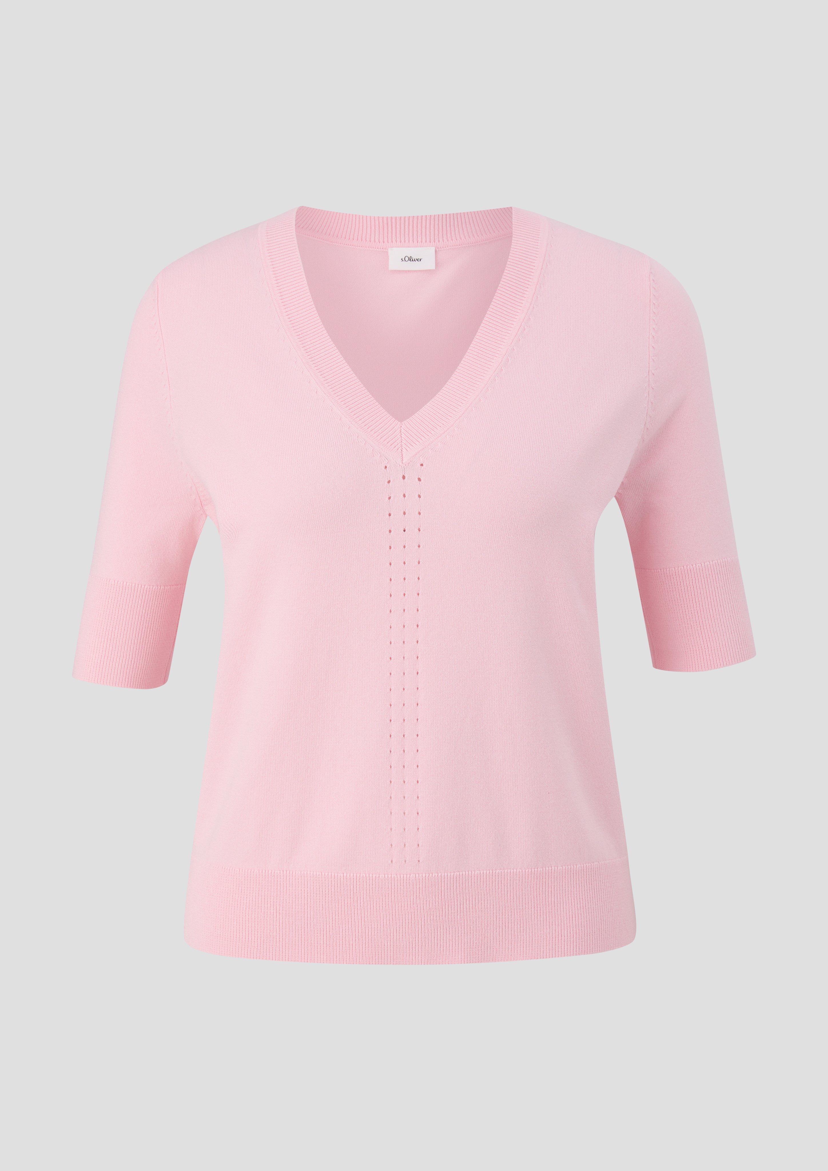 s.Oliver - Kurzarmpullover mit Pointelle-Details, Damen, Rosa